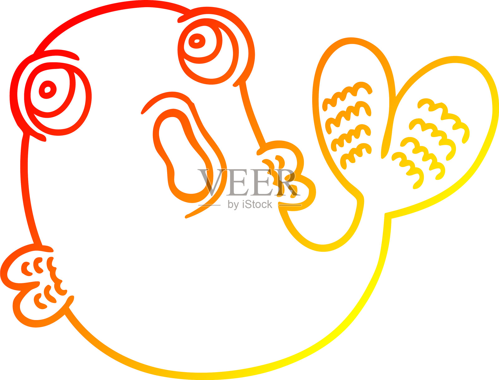 温暖的梯度线画卡通鱼设计元素图片