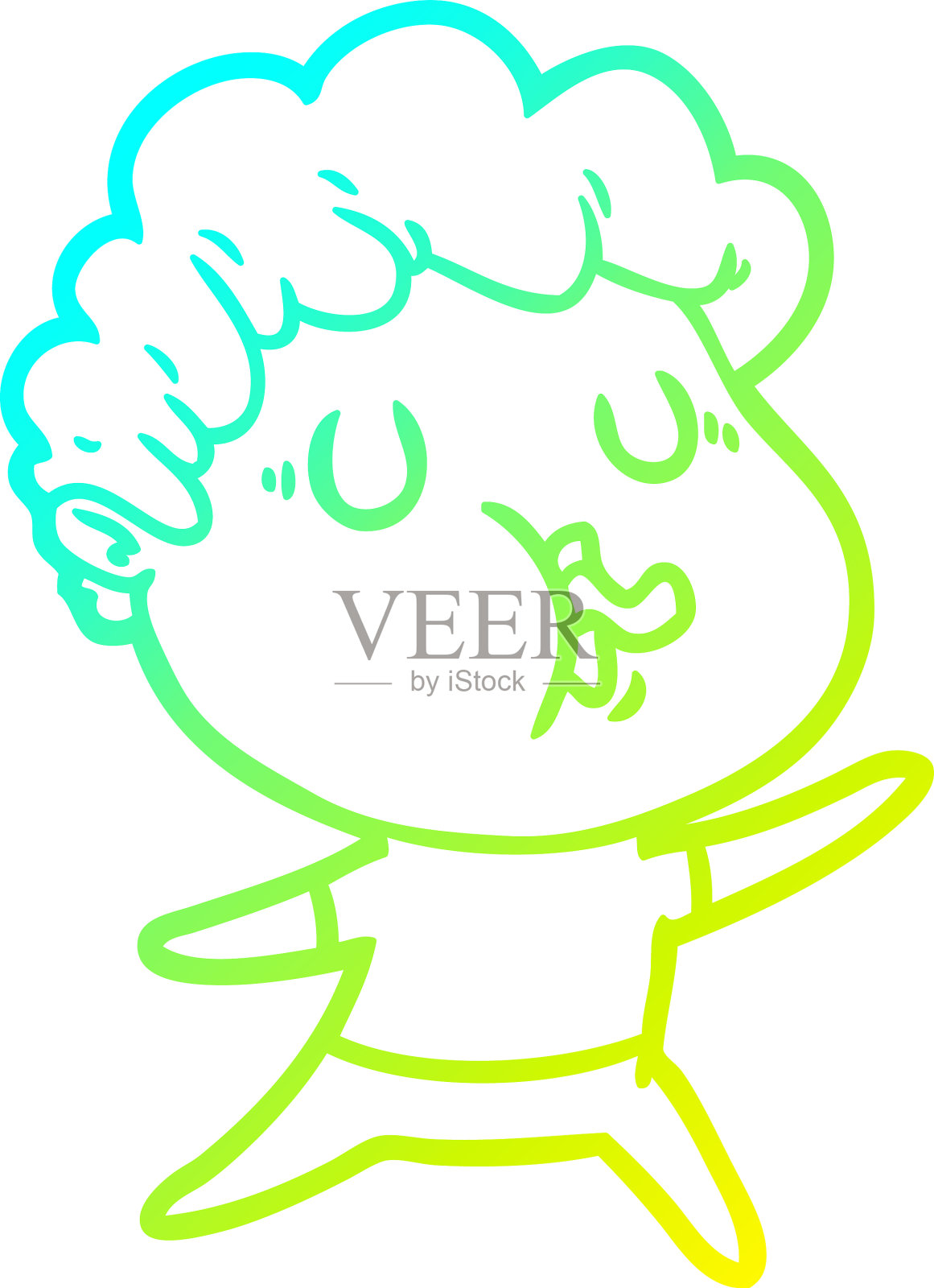 冷梯度线画卡通人唱歌设计元素图片