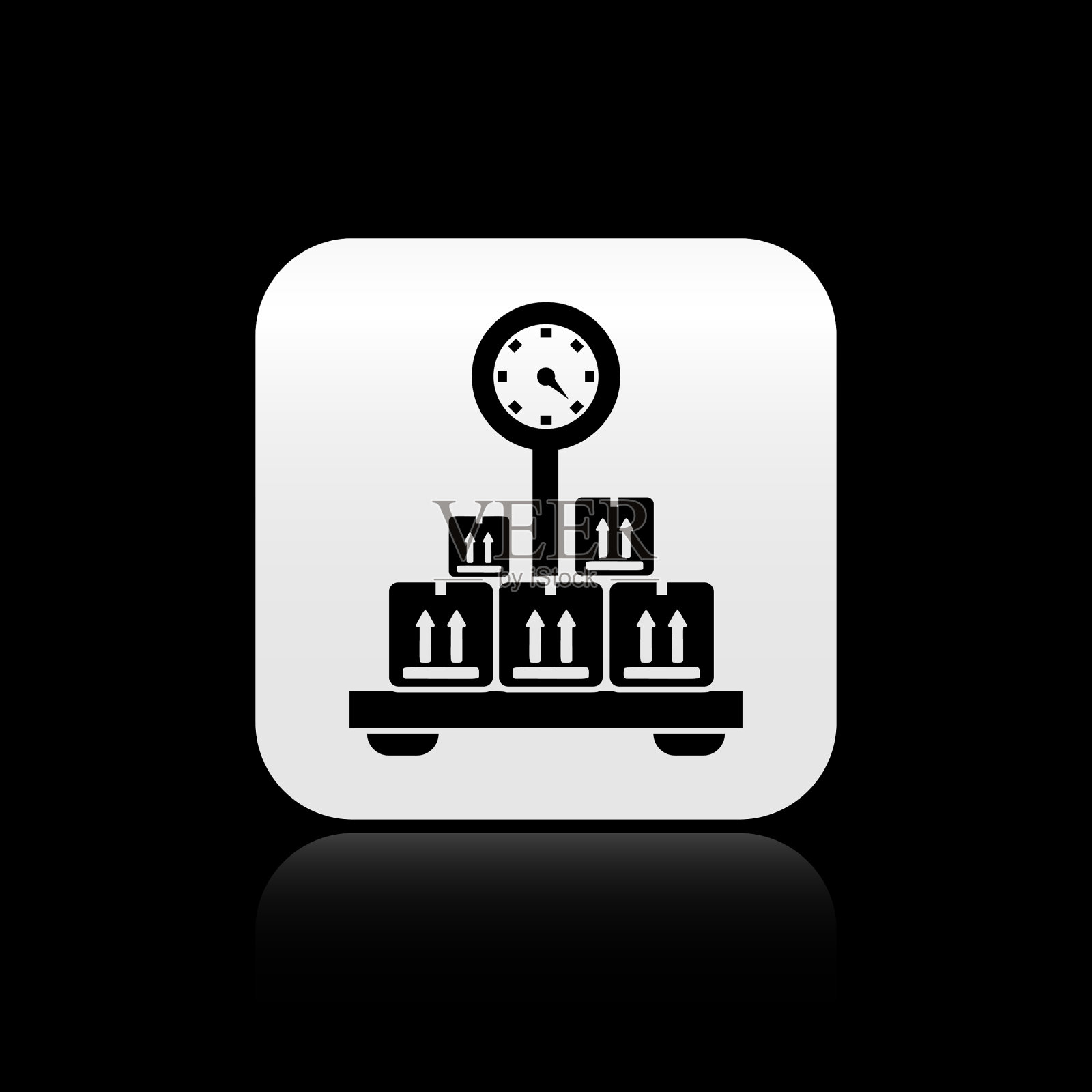 黑色刻度与纸盒图标隔离图标素材