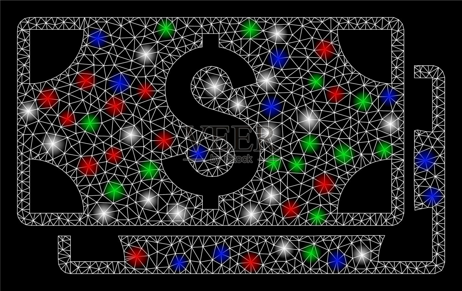 明亮的网元与闪光网钞插画图片素材