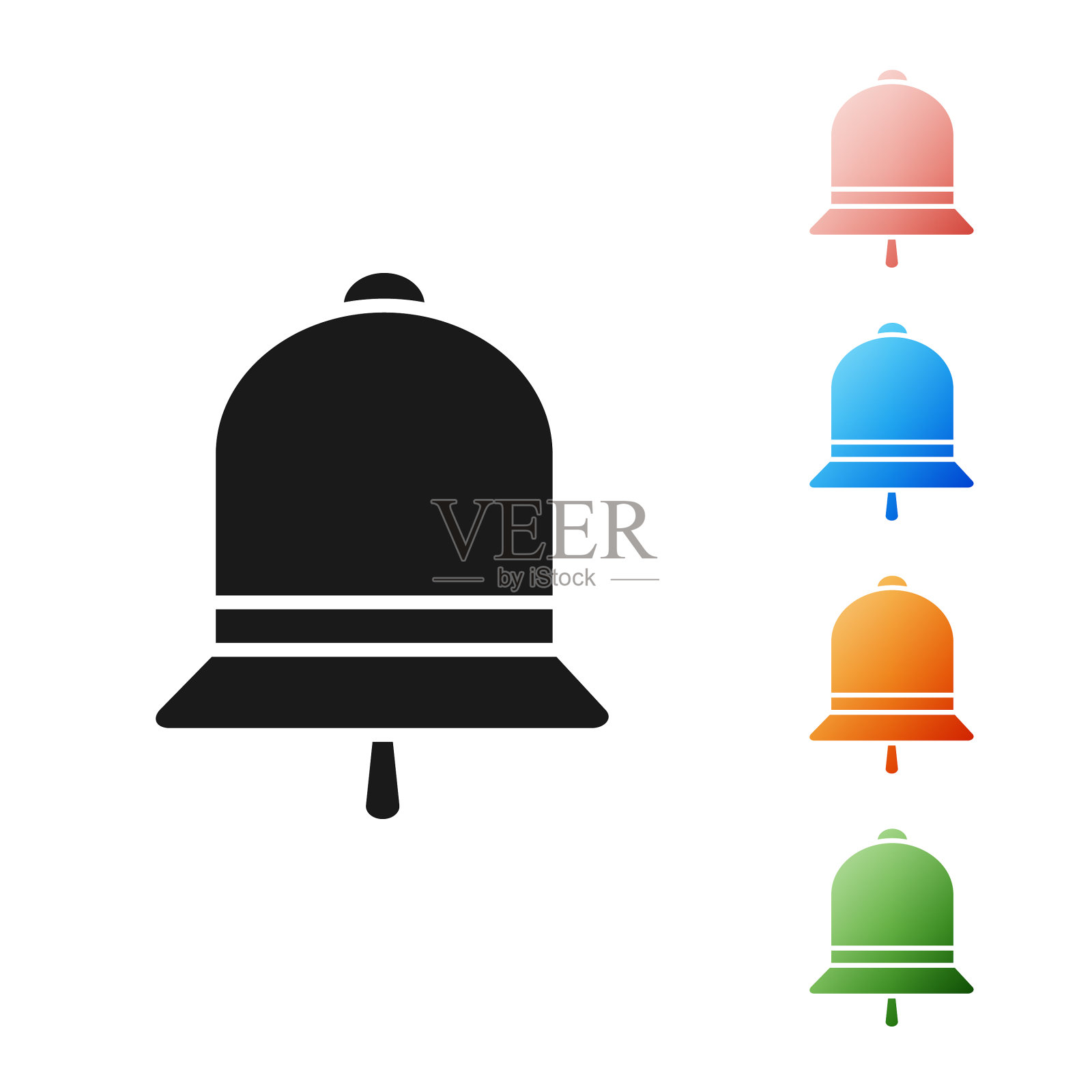 黑色铃声图标孤立在白色上图标素材