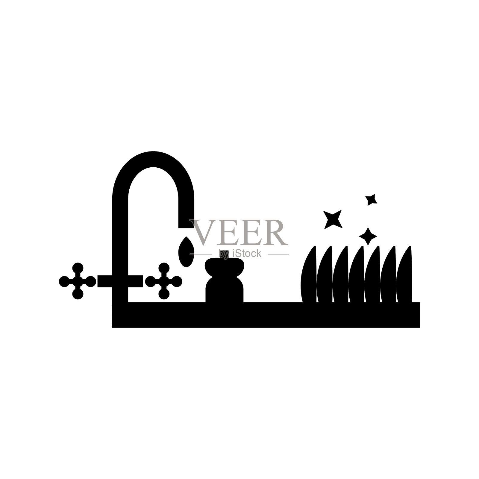 用洗洁精清洗盘子插画图片素材