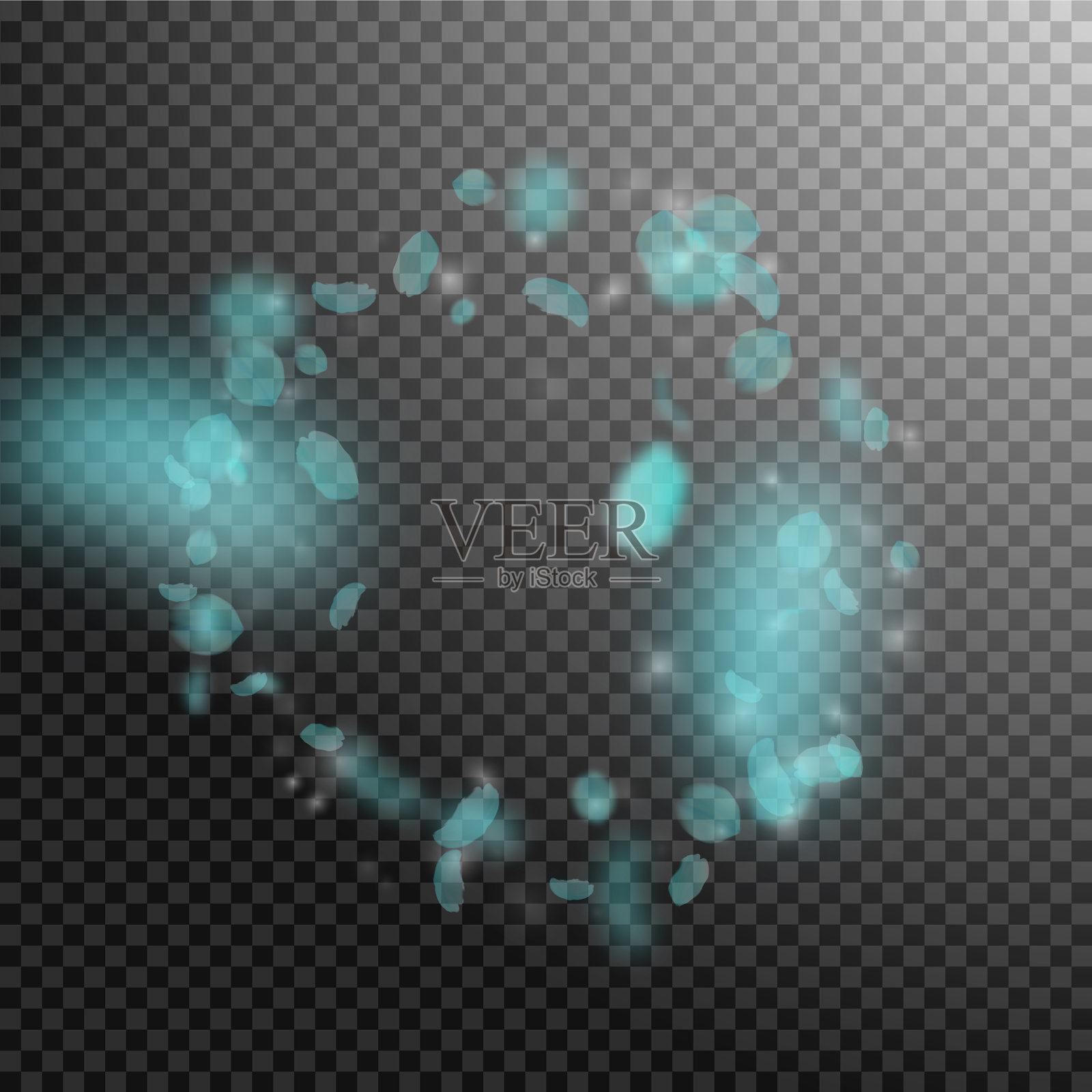 绿松石花瓣落下催眠ROM插画图片素材