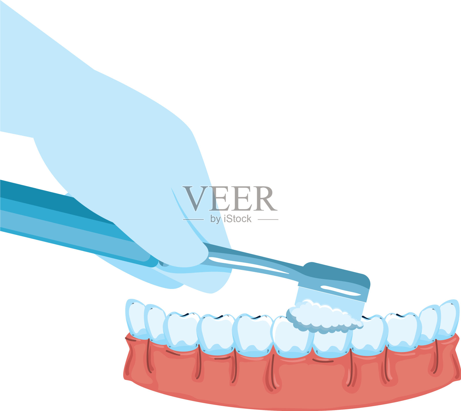 滑稽的牙齿刷卡哇伊人物设计元素图片