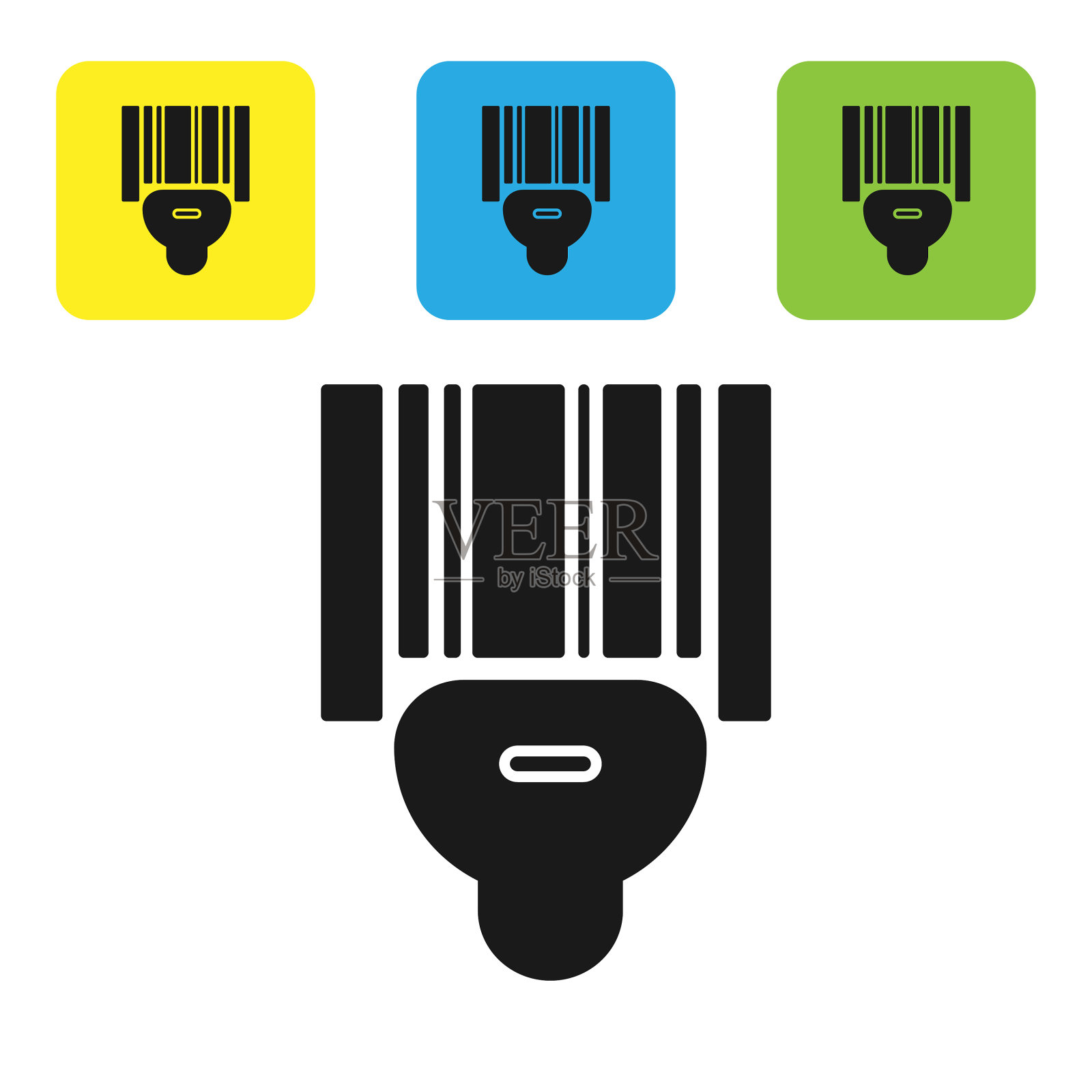 黑色扫描仪扫描条码图标隔离开插画图片素材