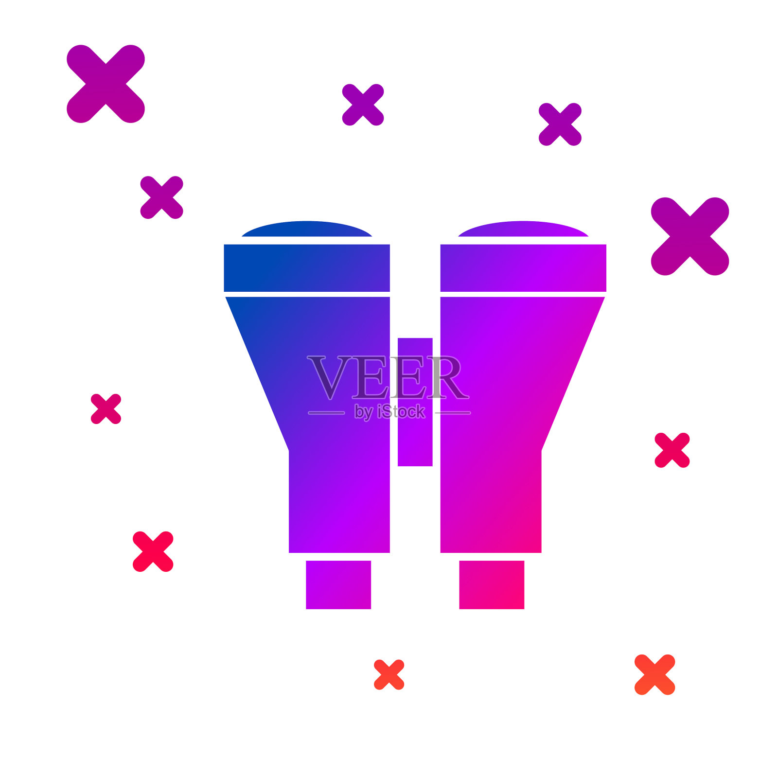 彩色双筒望远镜图标孤立在白色背景插画图片素材