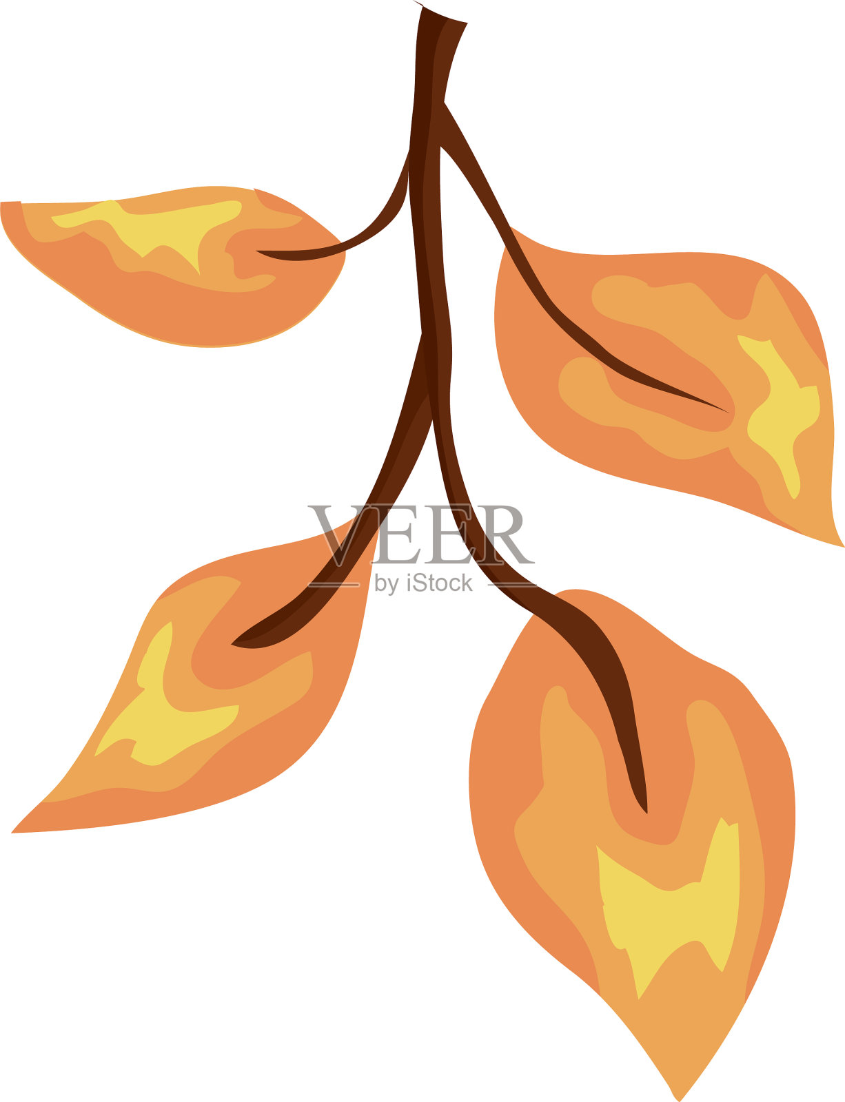 秋枝与叶孤象设计元素图片