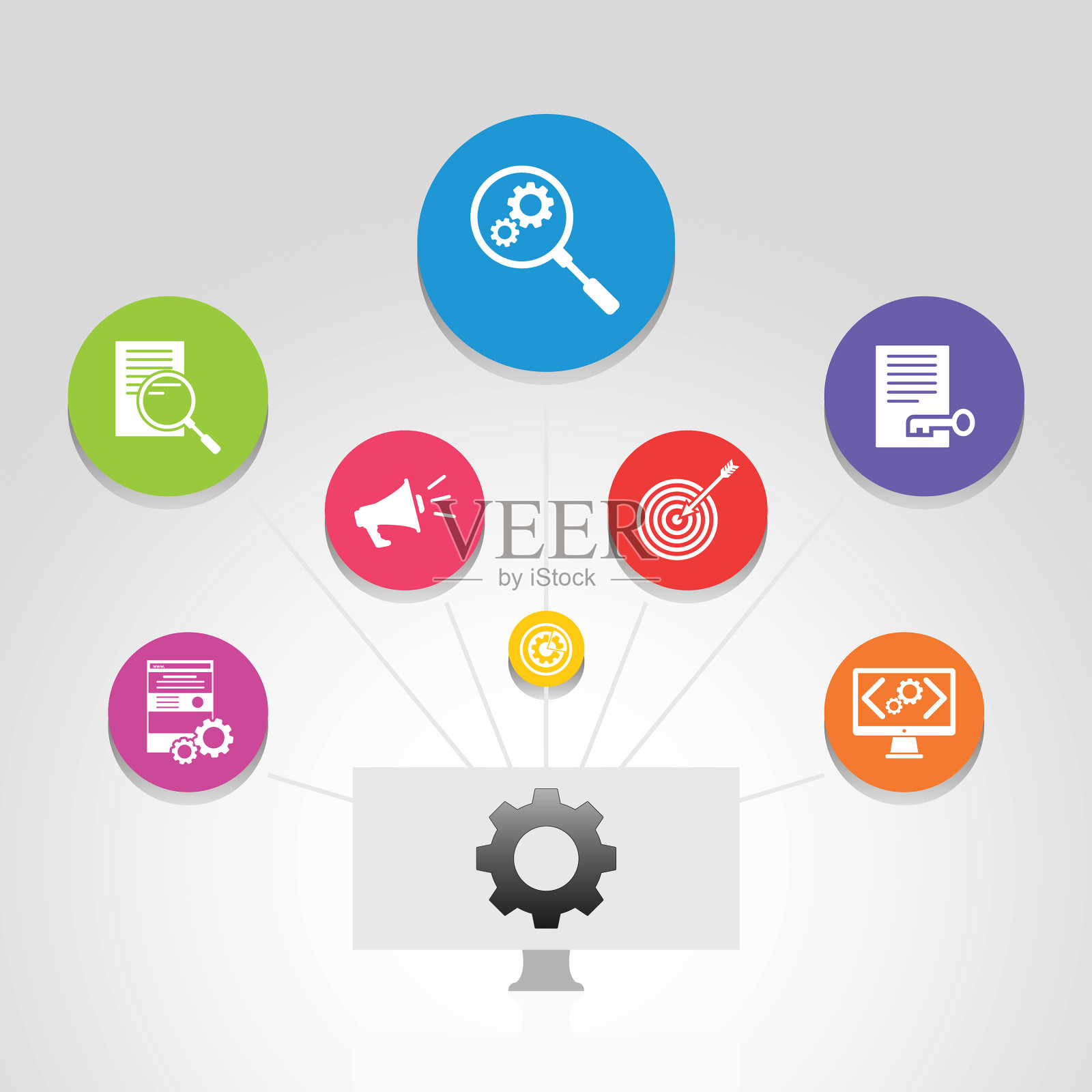 Seo信息图设计时间轴概念包括插画图片素材