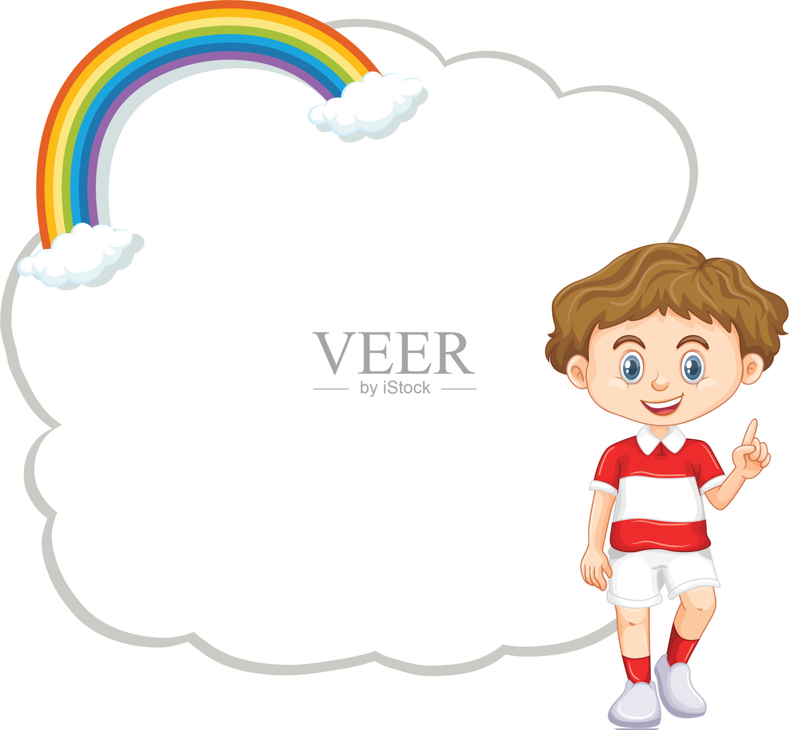 快乐的男孩和框模板一片云设计元素图片