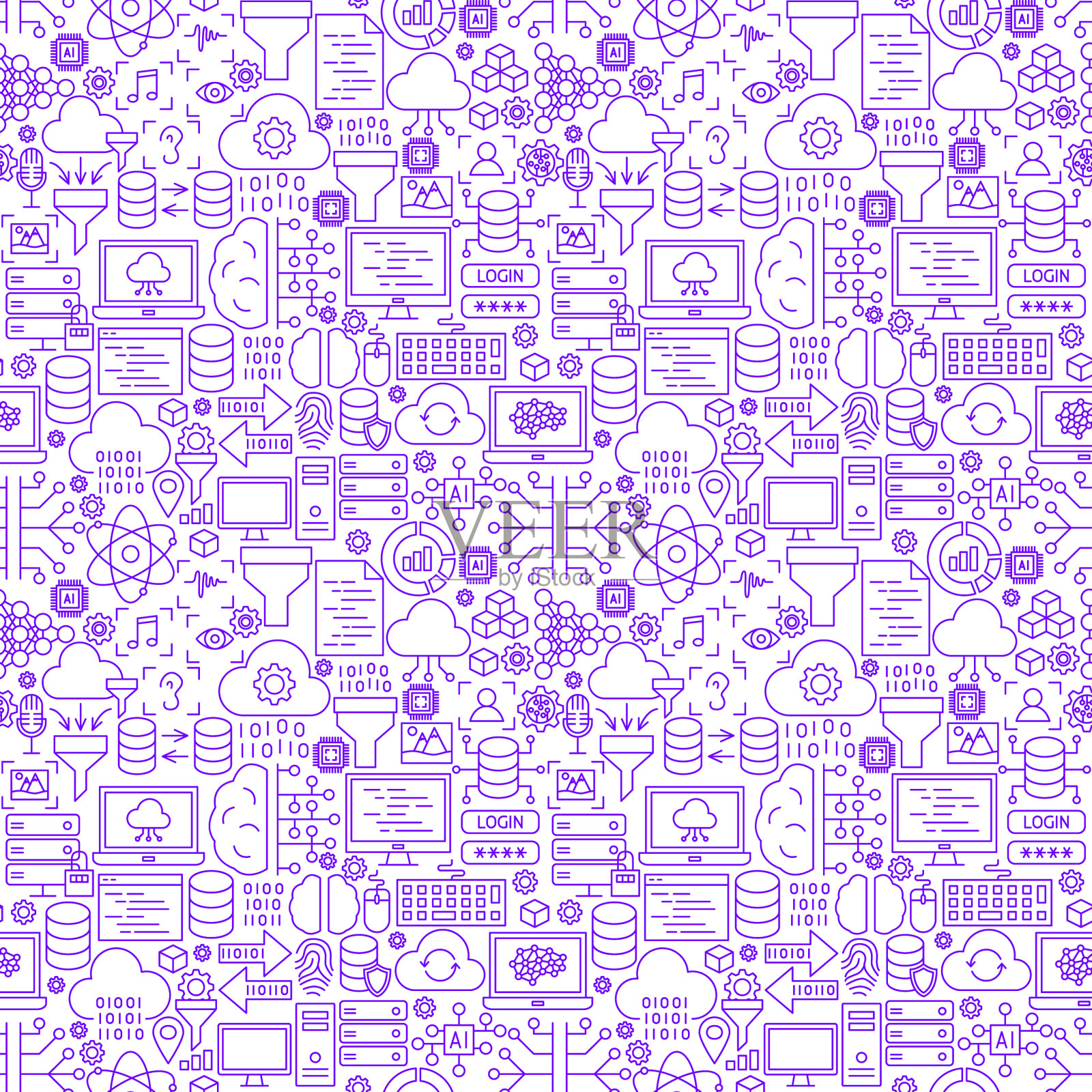 数据科学线无缝模式插画图片素材