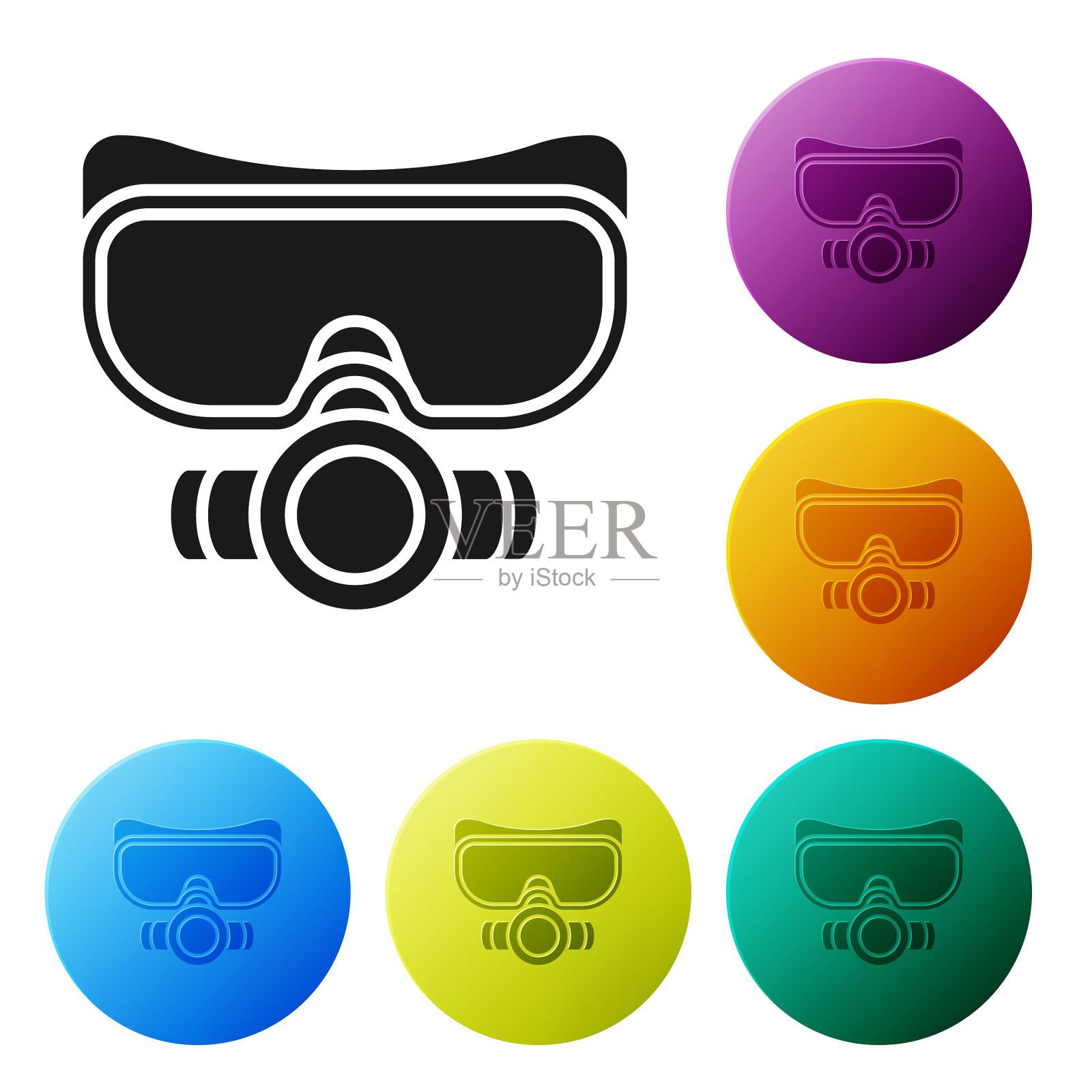 黑色潜水面具图标孤立在白色插画图片素材