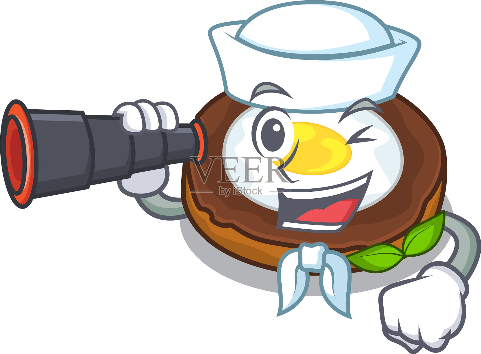 水手与双筒蛋苏格兰特色木材插画图片素材