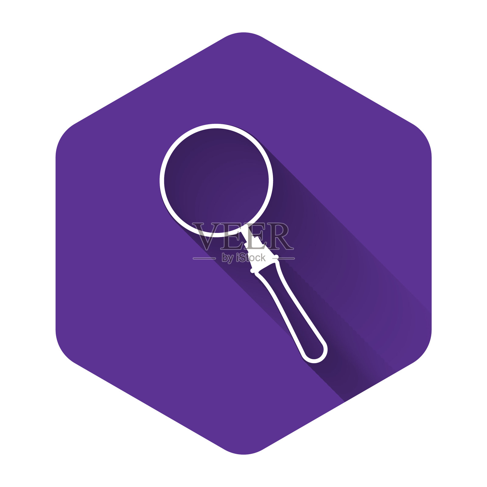 白色放大镜图标与长隔离插画图片素材