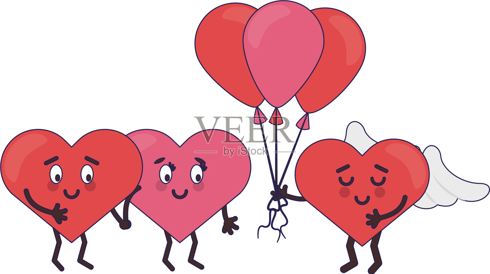 爱情动画片里可爱的心插画图片素材