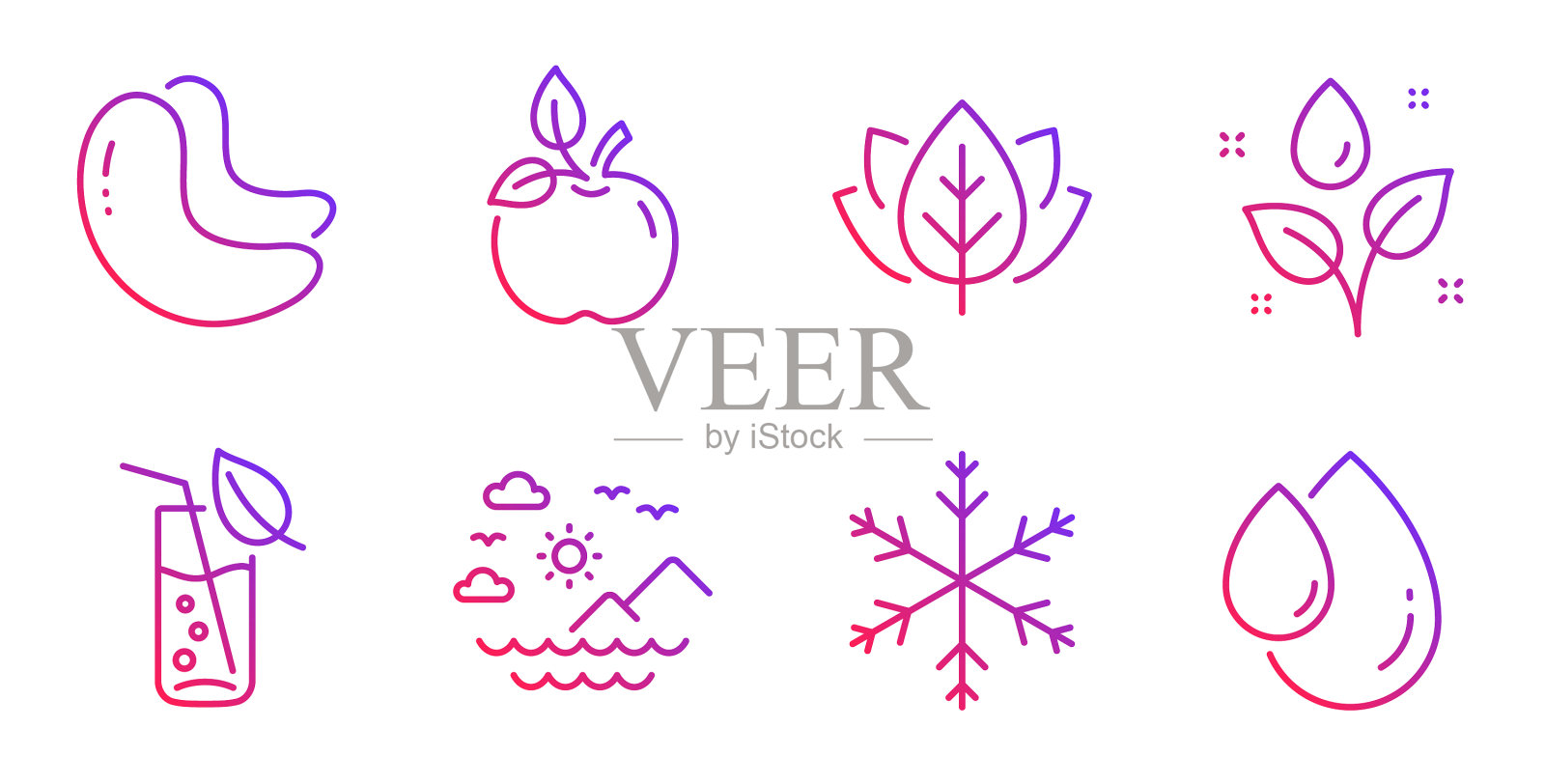 植物浇灌海山和腰果插画图片素材