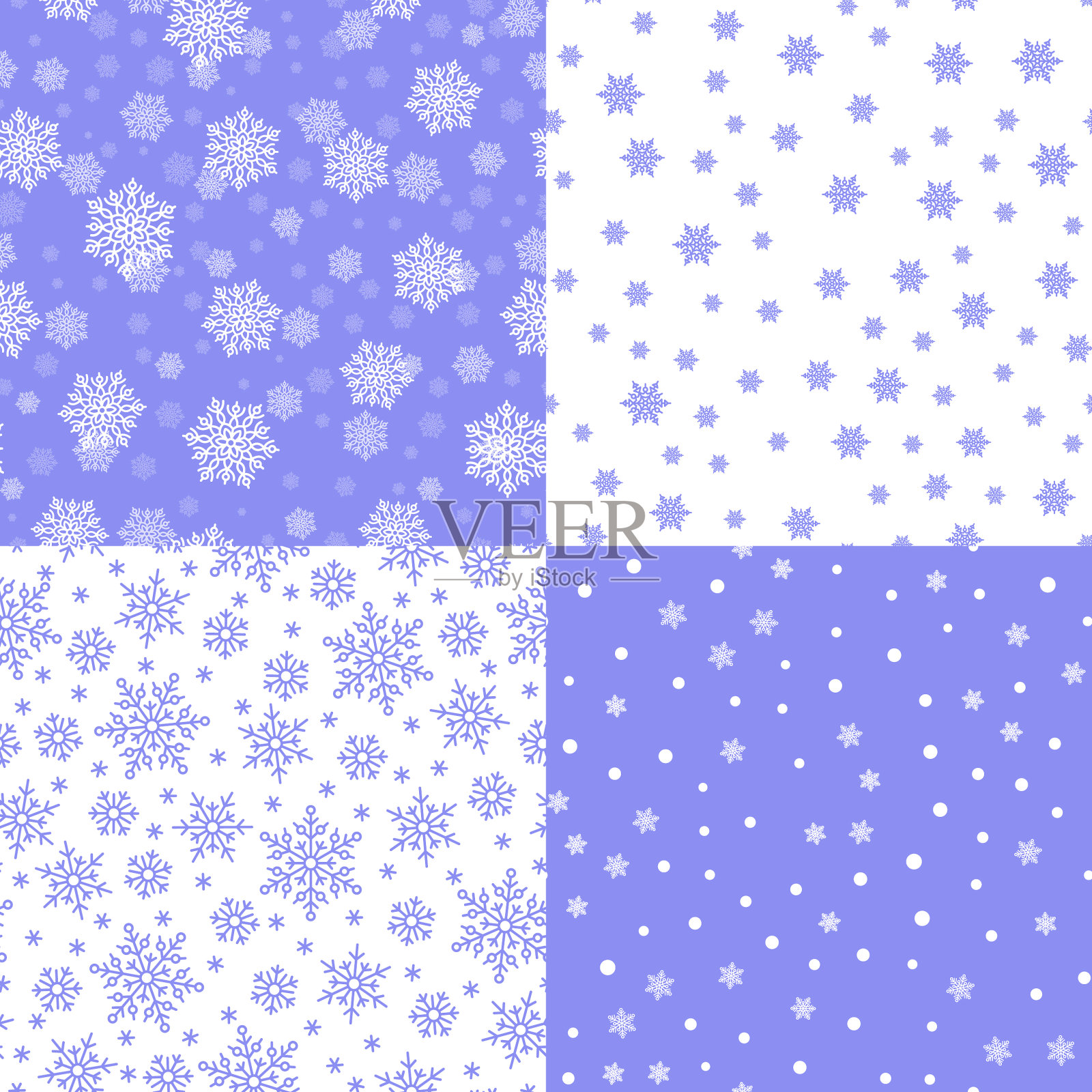 复古雪花无缝图案集插画图片素材