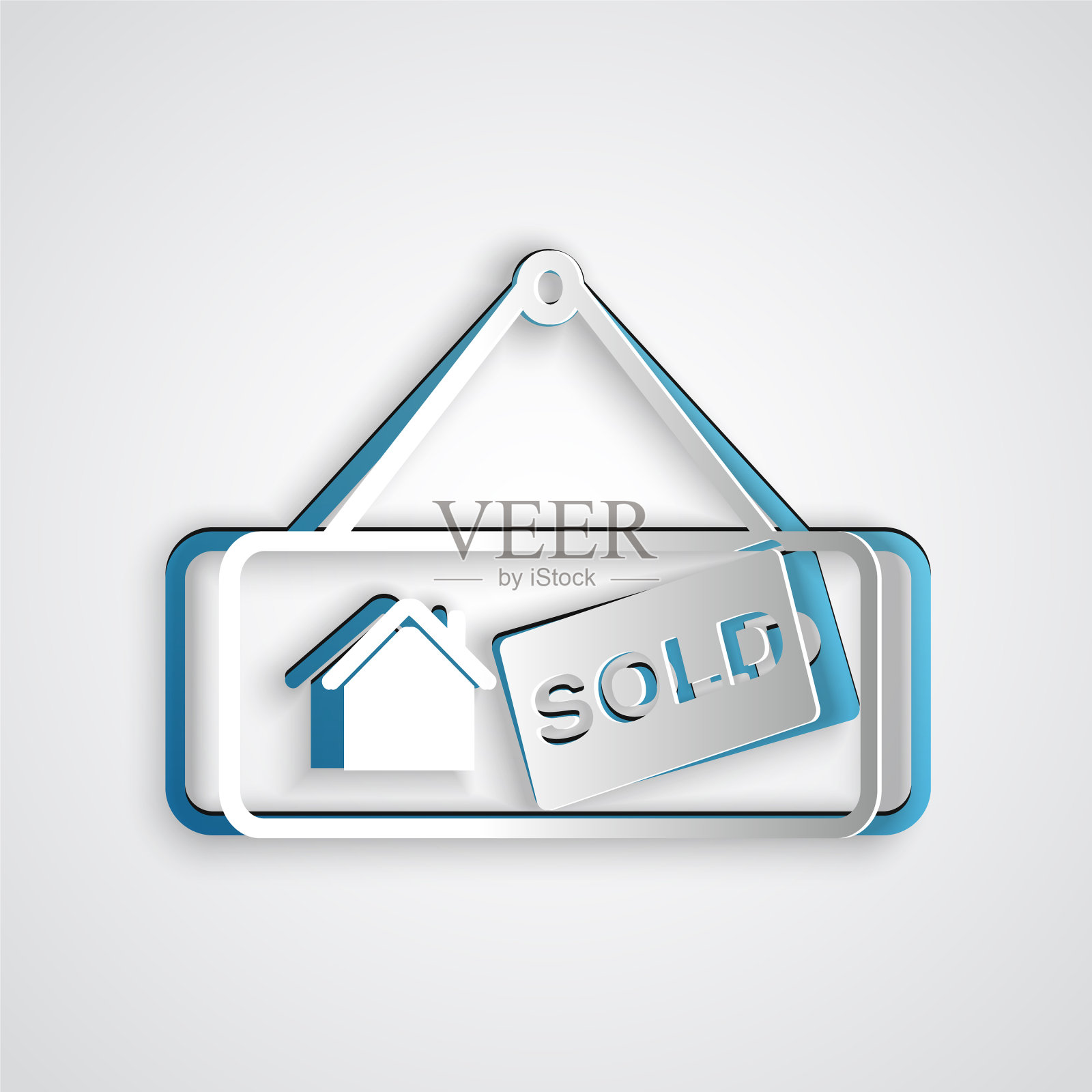 剪纸悬挂标志与文字出售图标插画图片素材