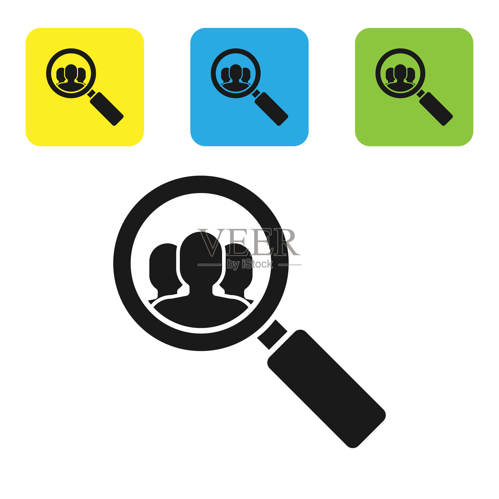 黑色放大镜搜索人的图标插画图片素材