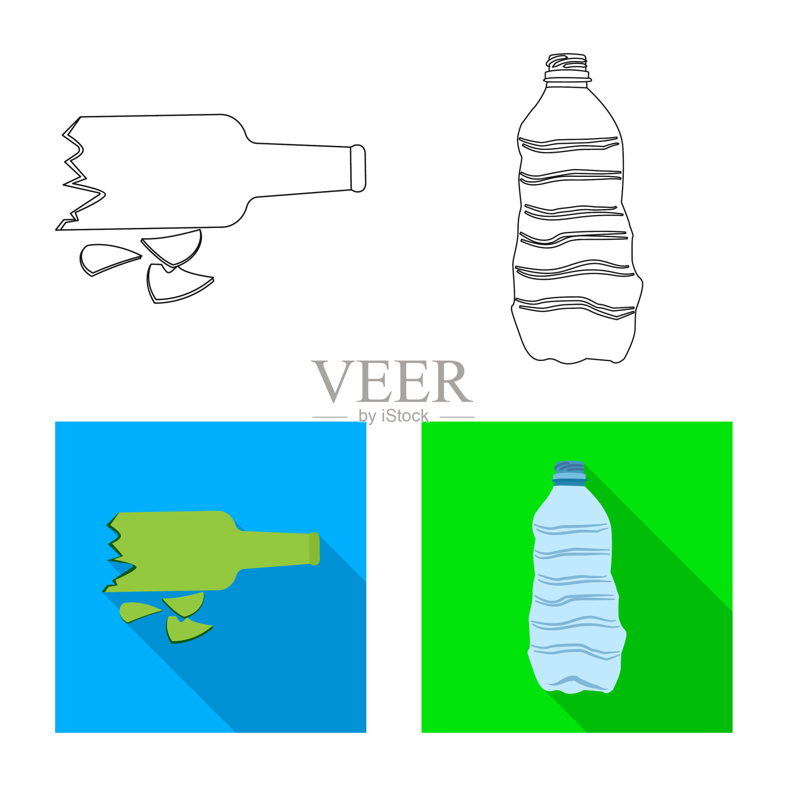 设计垃圾和垃圾的图标集图标素材