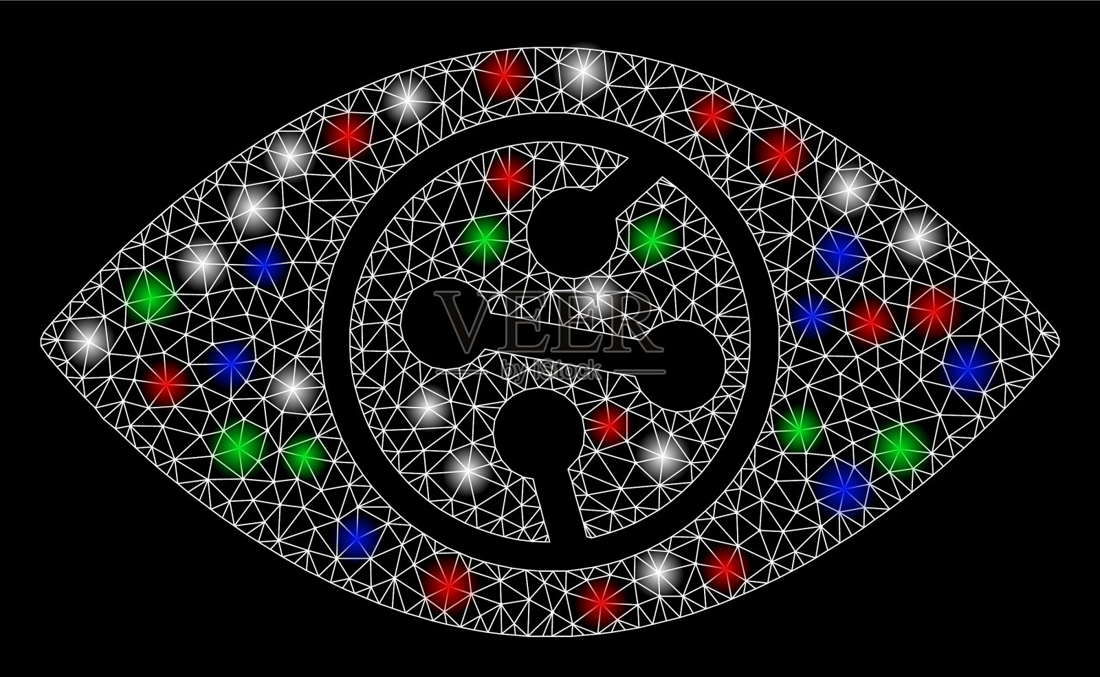 明亮的网格2d智能隐形眼镜与光点插画图片素材