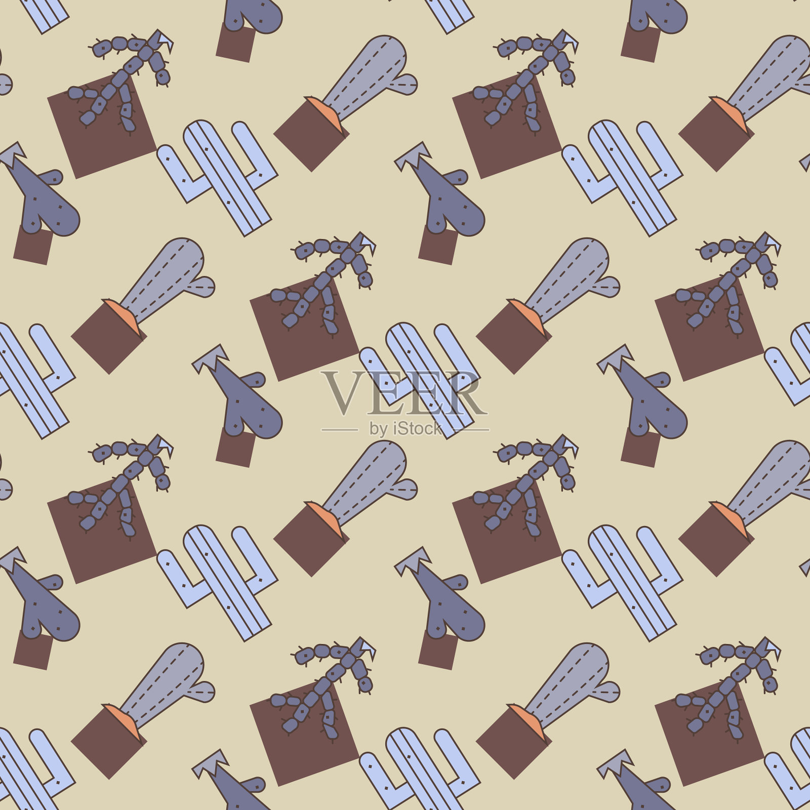 仙人掌无缝模式插画图片素材