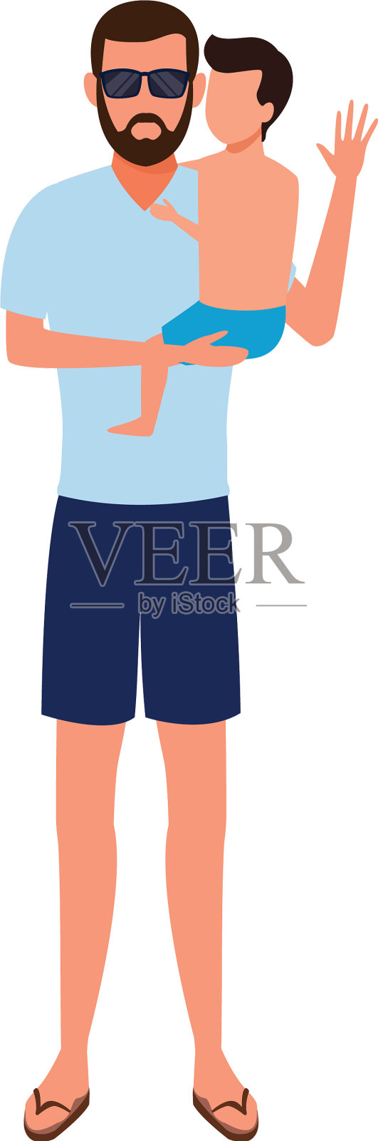 阿凡达父子图标平面设计插画图片素材