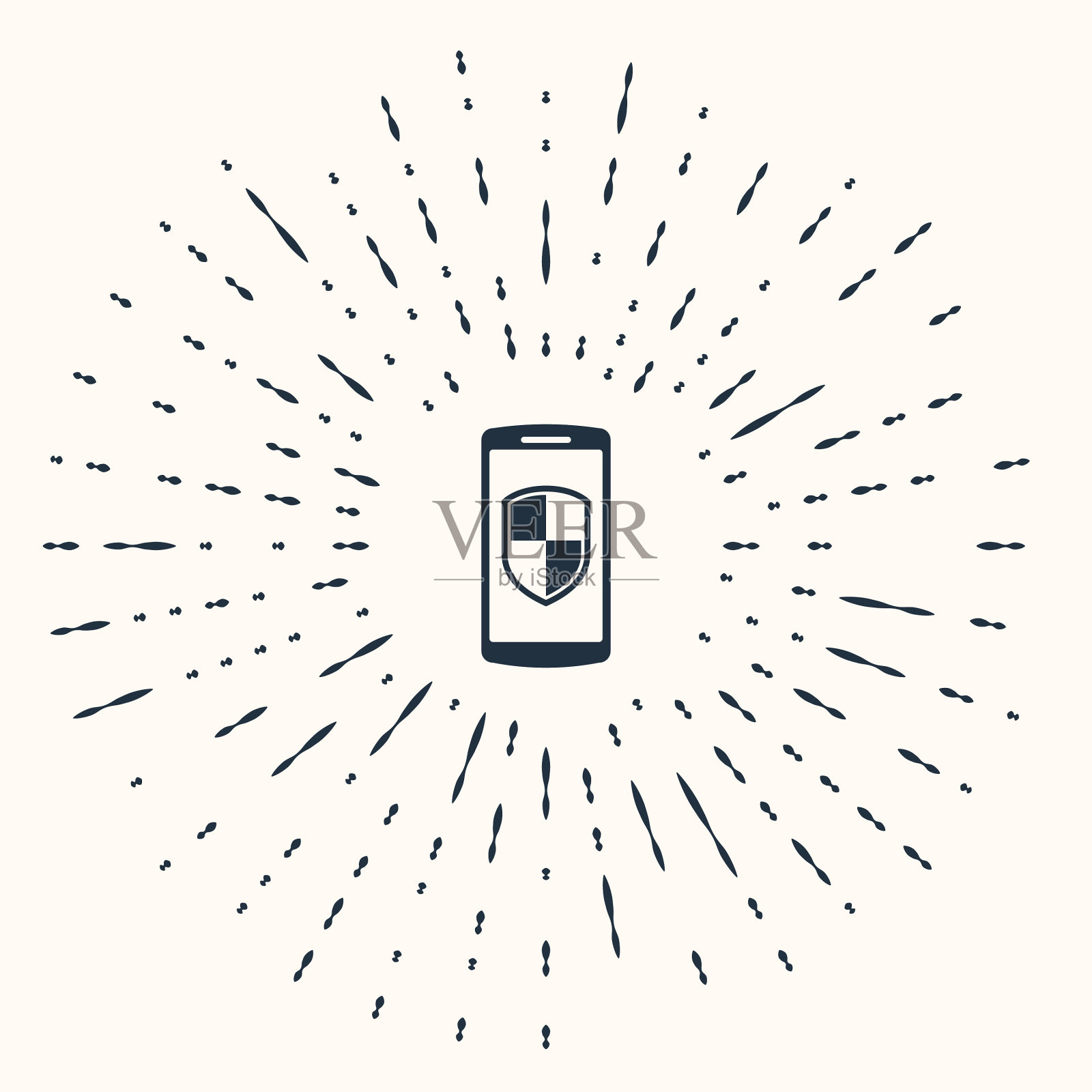 带有安全屏蔽的灰色智能手机插画图片素材