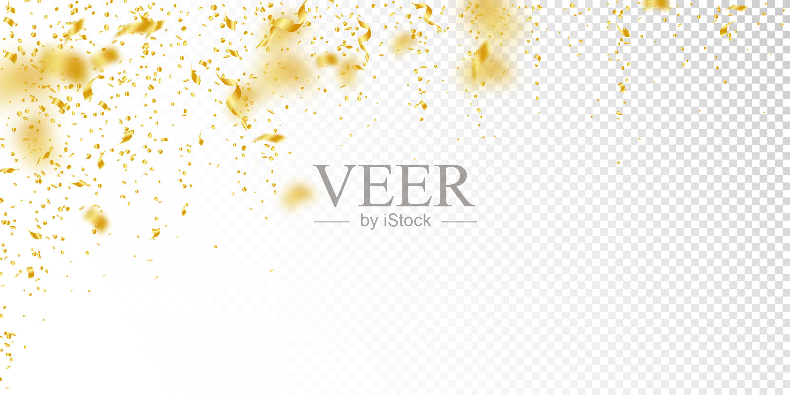 彩带、五彩纸屑、金箔和金属缎带插画图片素材