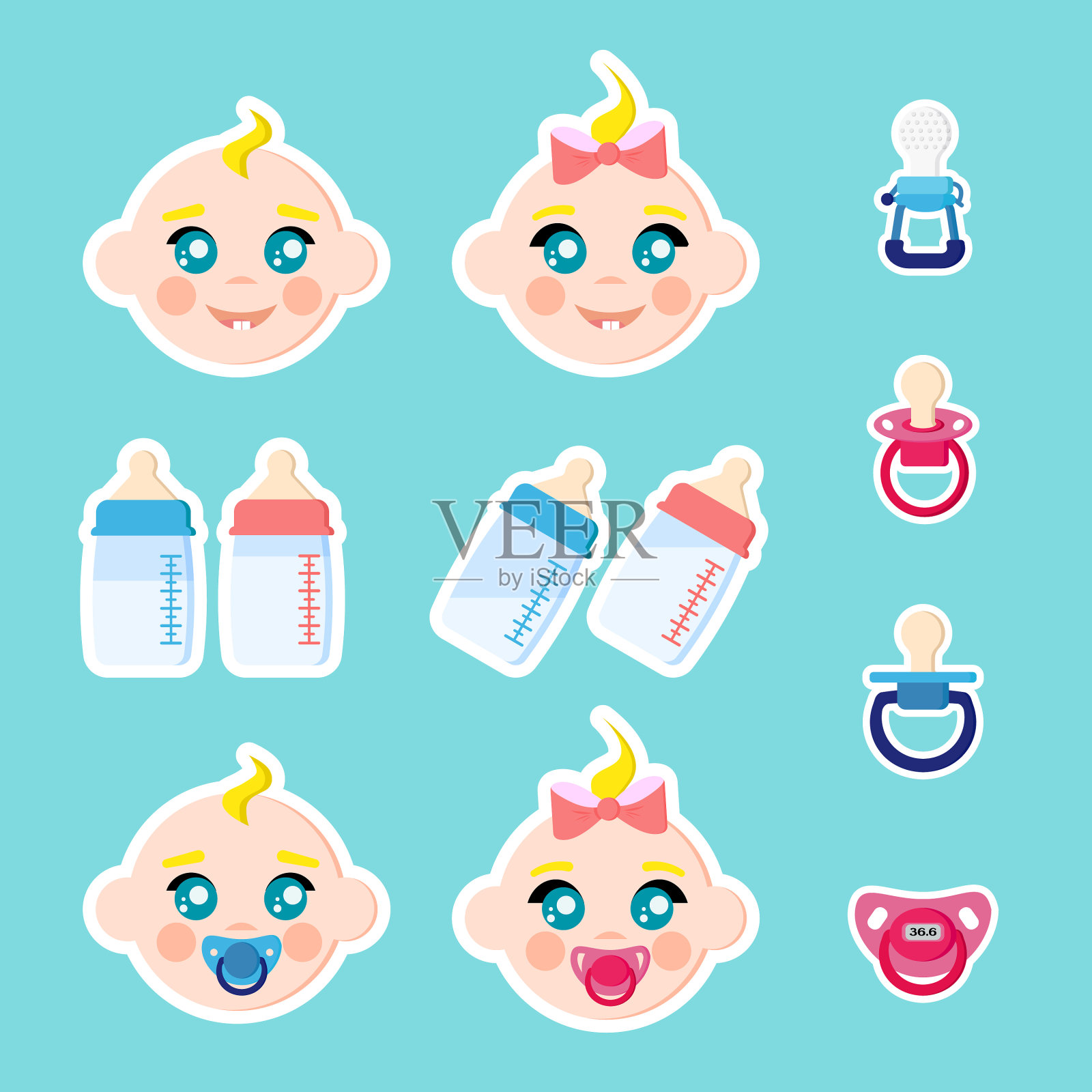 设置儿童贴图隔离在蓝色图标素材