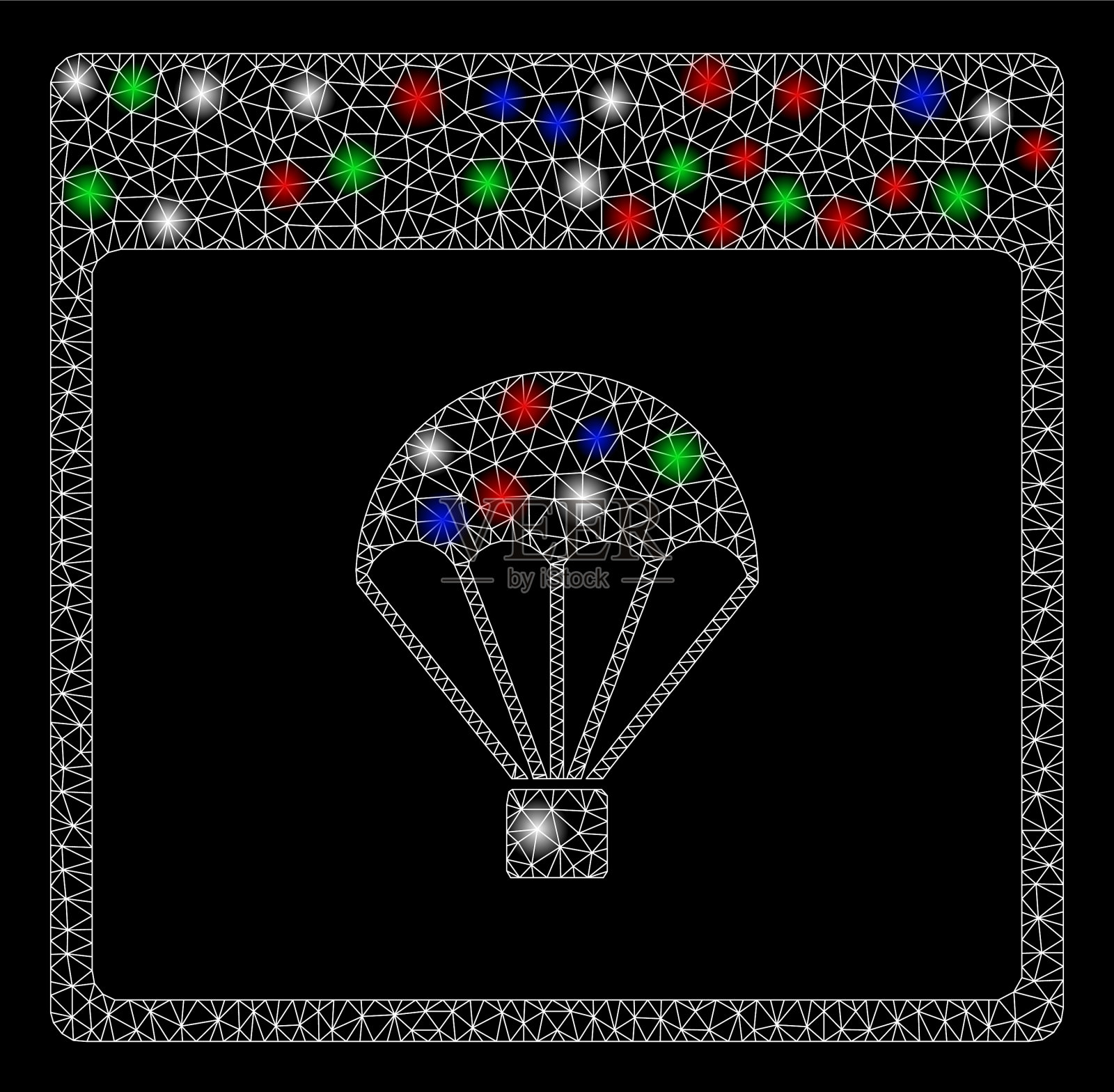 明亮的网格2d降落伞日历页与flash插画图片素材