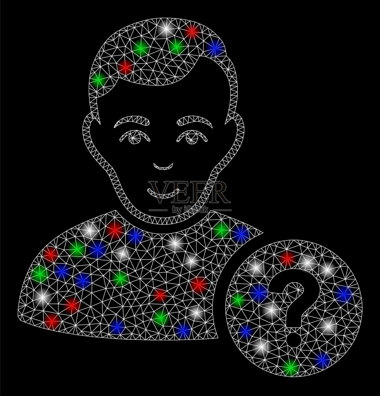 亮网钢丝架用户疑问与闪光插画图片素材