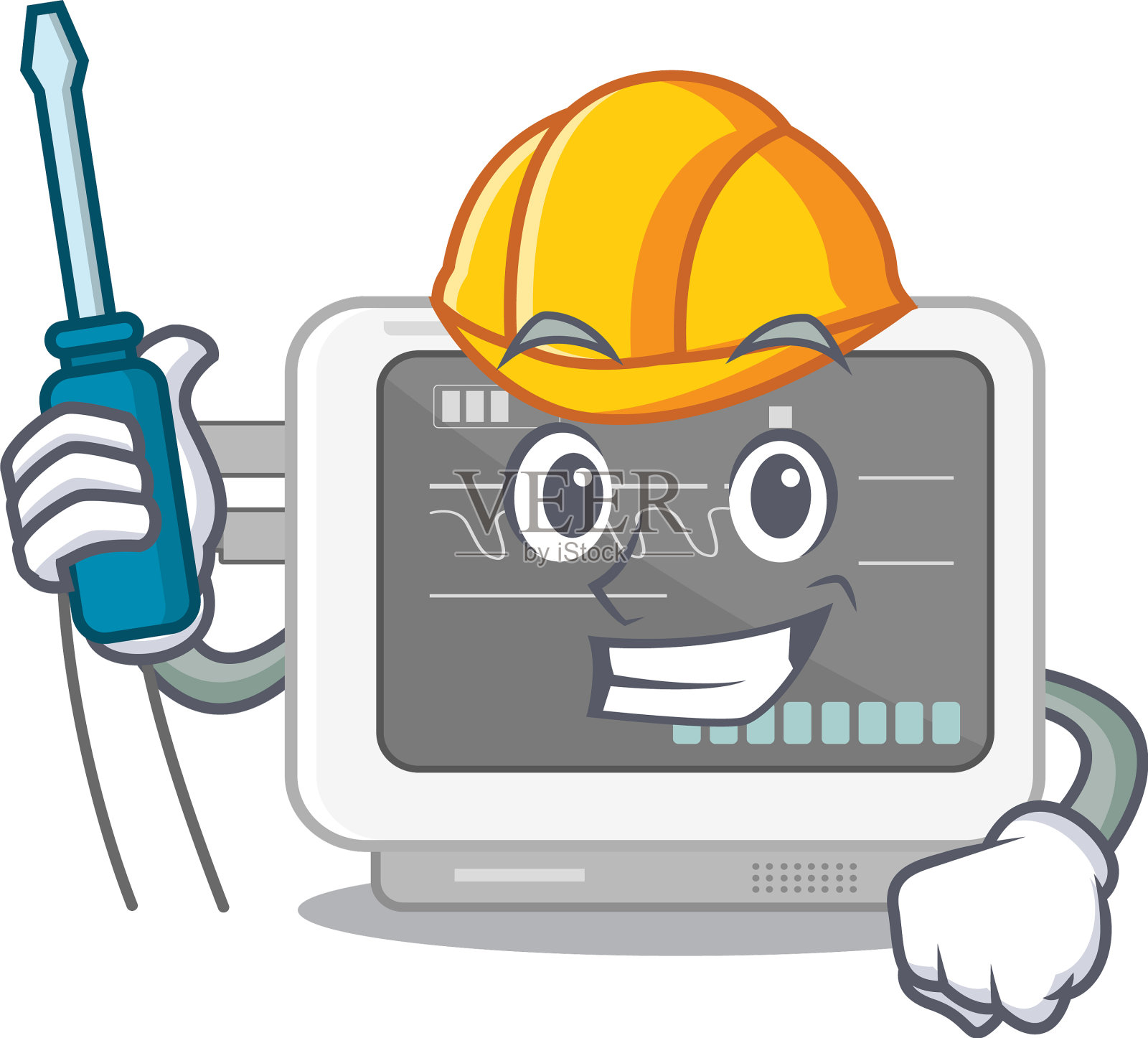 吉祥物造型的汽车心电图机插画图片素材