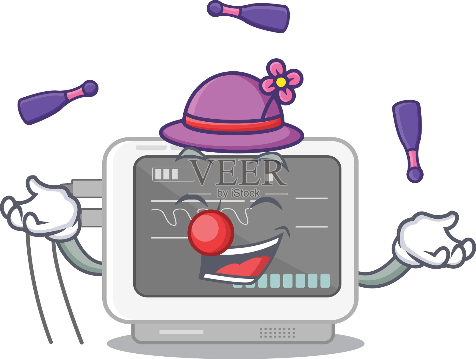 把心电图机做成吉祥物的形状插画图片素材