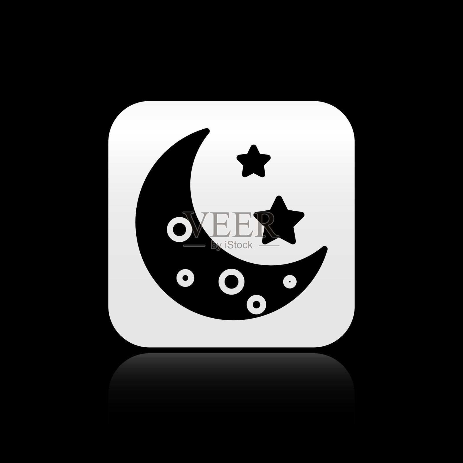 黑色的月亮和星星图标孤立在黑色图标素材