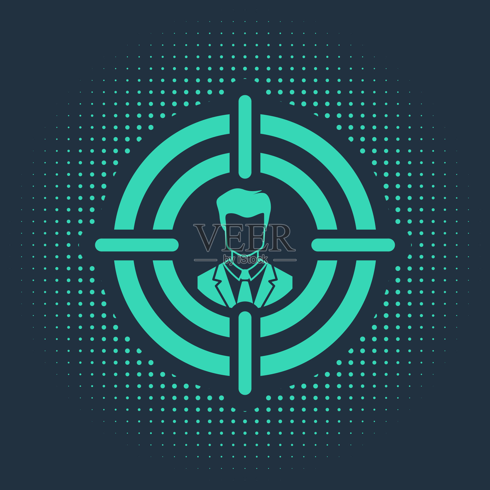 绿色人头狩猎概念图标孤立在蓝色插画图片素材