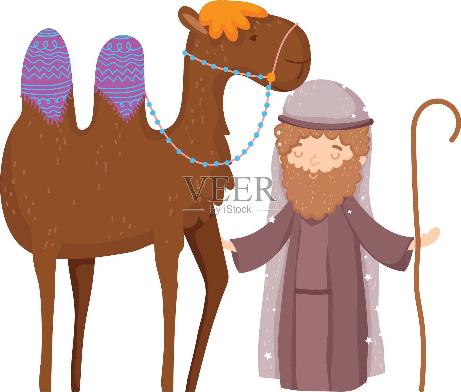 牧羊人与骆驼马槽出生快乐设计元素图片