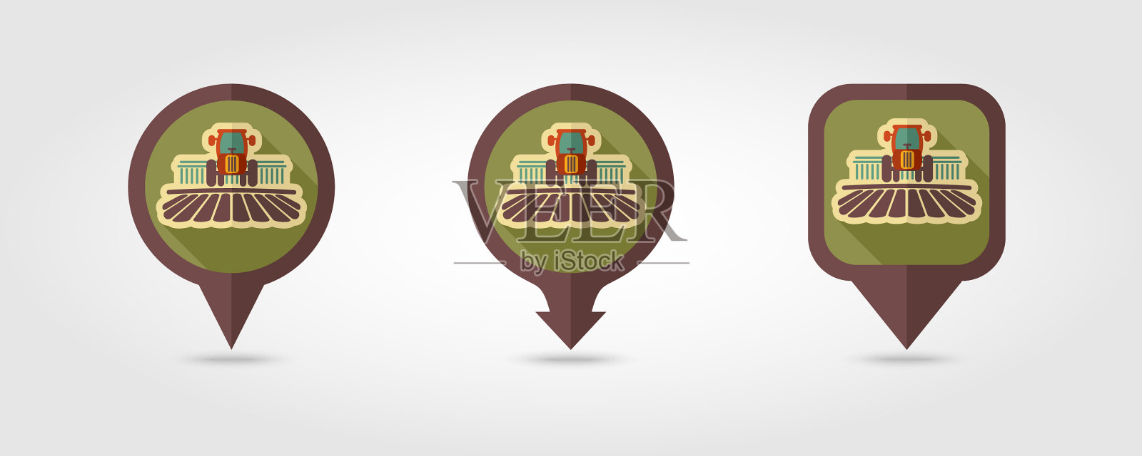 拖拉机处理土地的乡村景观图标图标素材