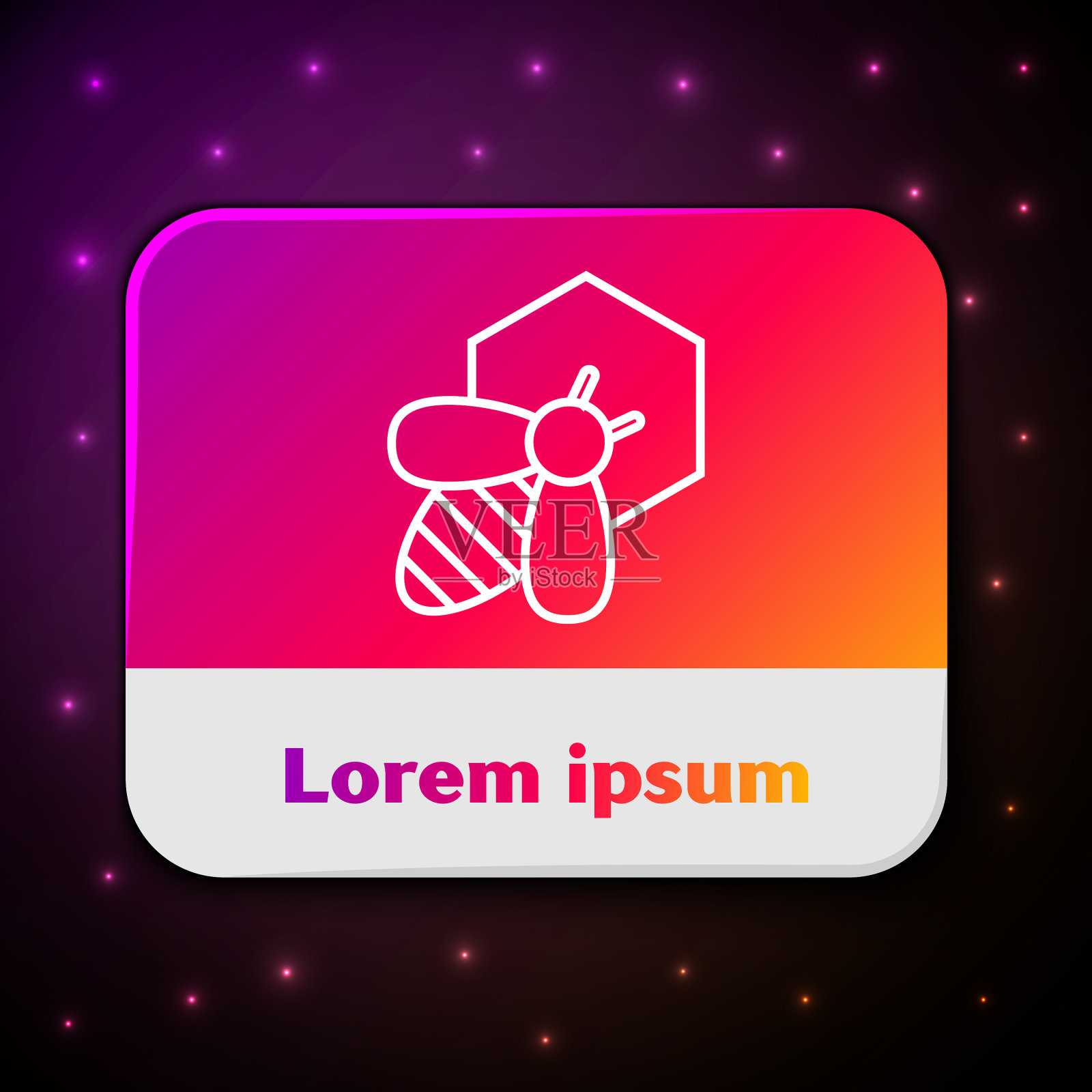 白色线蜜蜂和蜂巢图标隔离图标素材