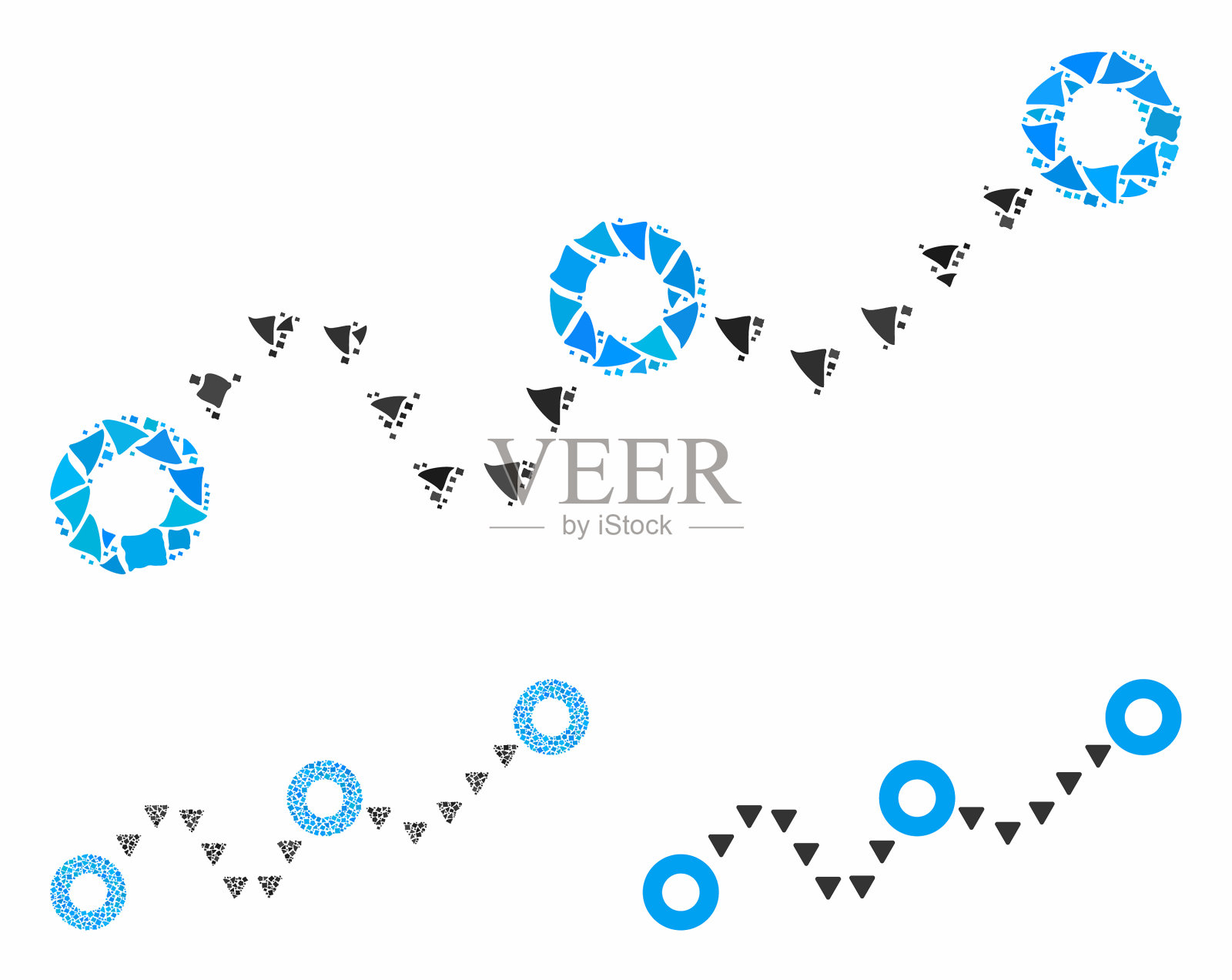 虚线图马赛克图标不规则零件插画图片素材