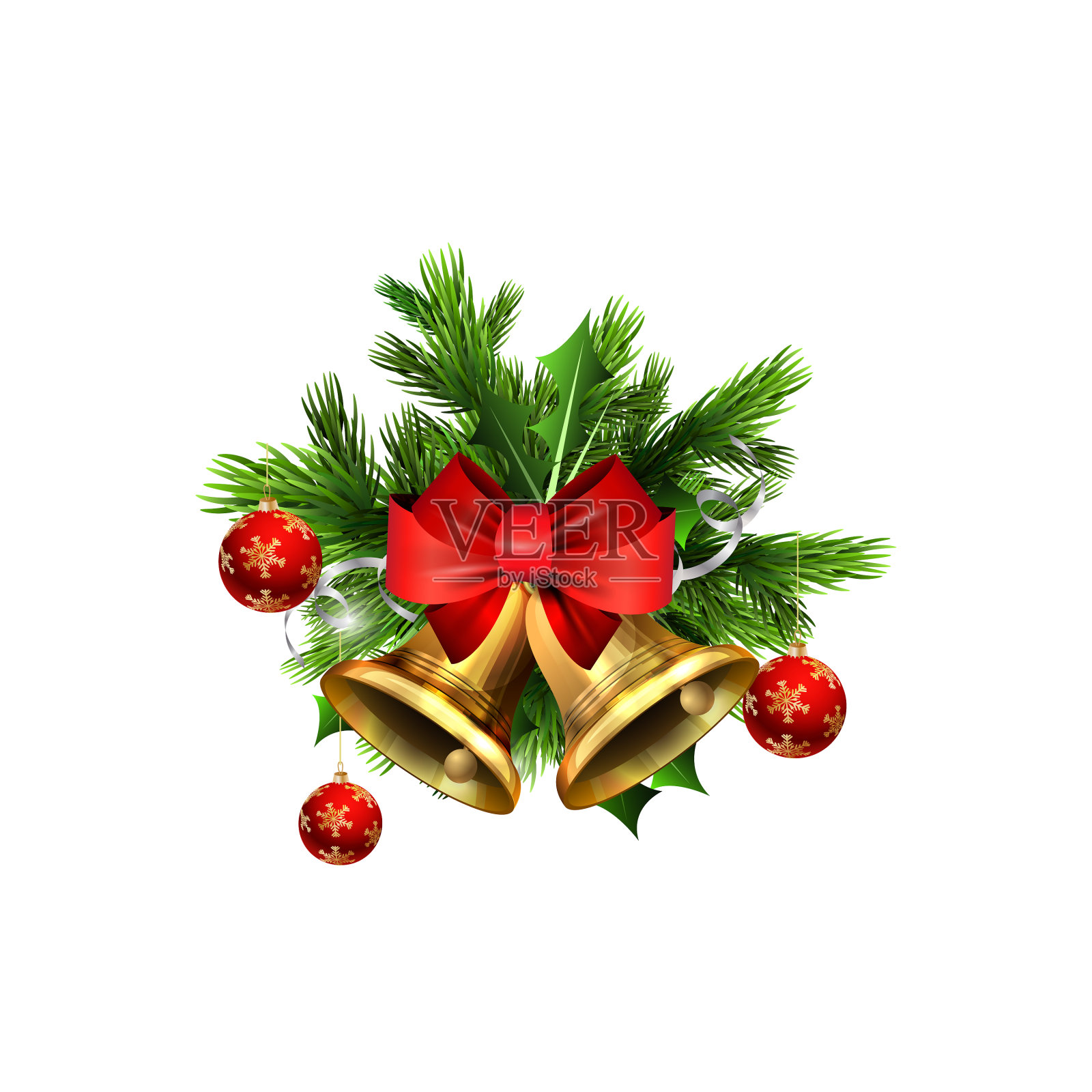 圣诞钟声配圣诞树设计元素图片