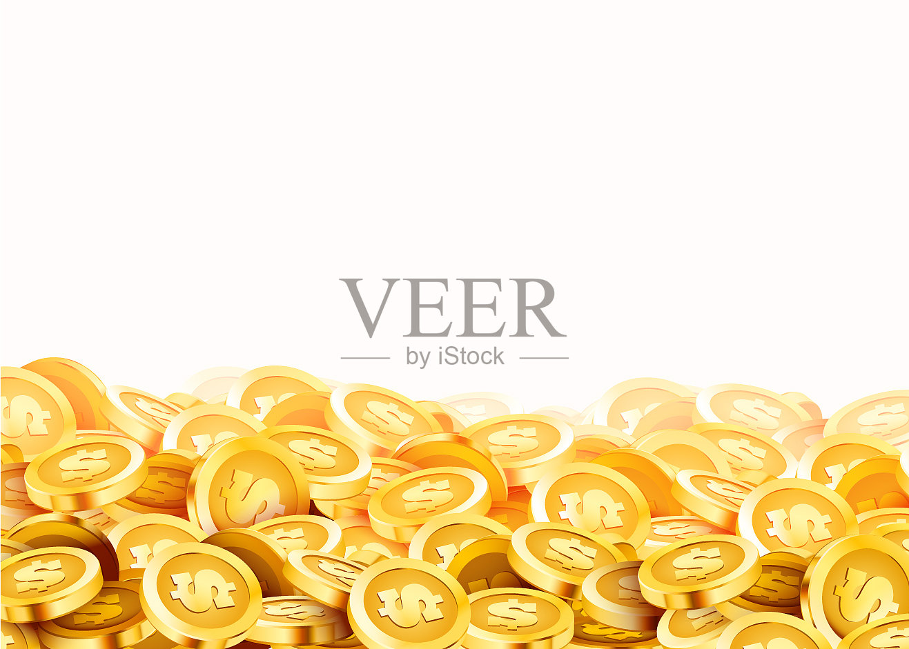 金光闪闪的金币,一大堆旧金属钱插画图片素材