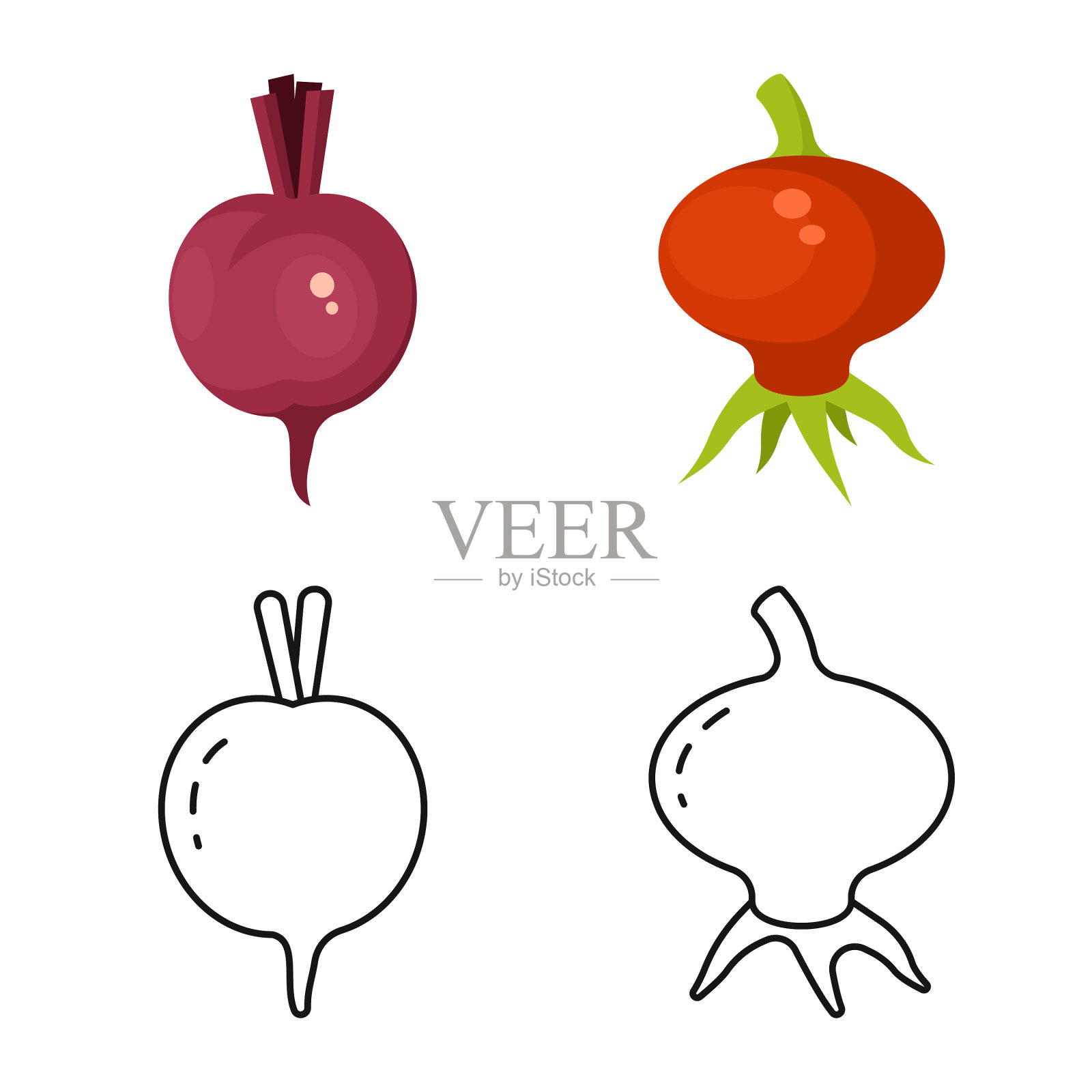 孤立对象新鲜和红色标志收集插画图片素材