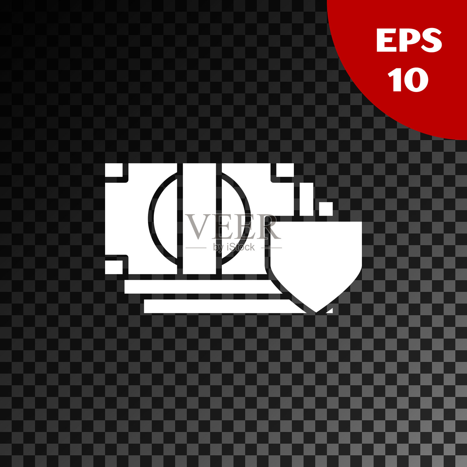 白色货币与盾牌图标隔离插画图片素材