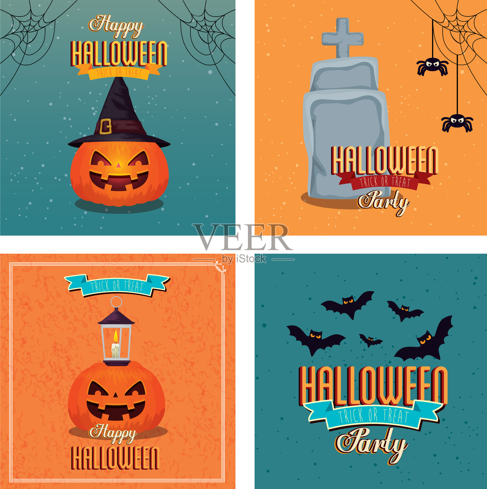 设置海报与万圣节快乐装饰图标素材