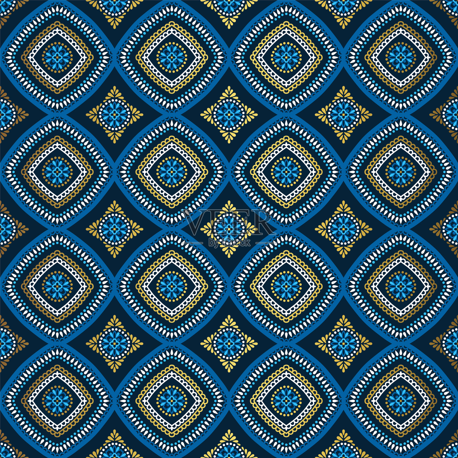 金色和蓝色背景的豪华东方插画图片素材