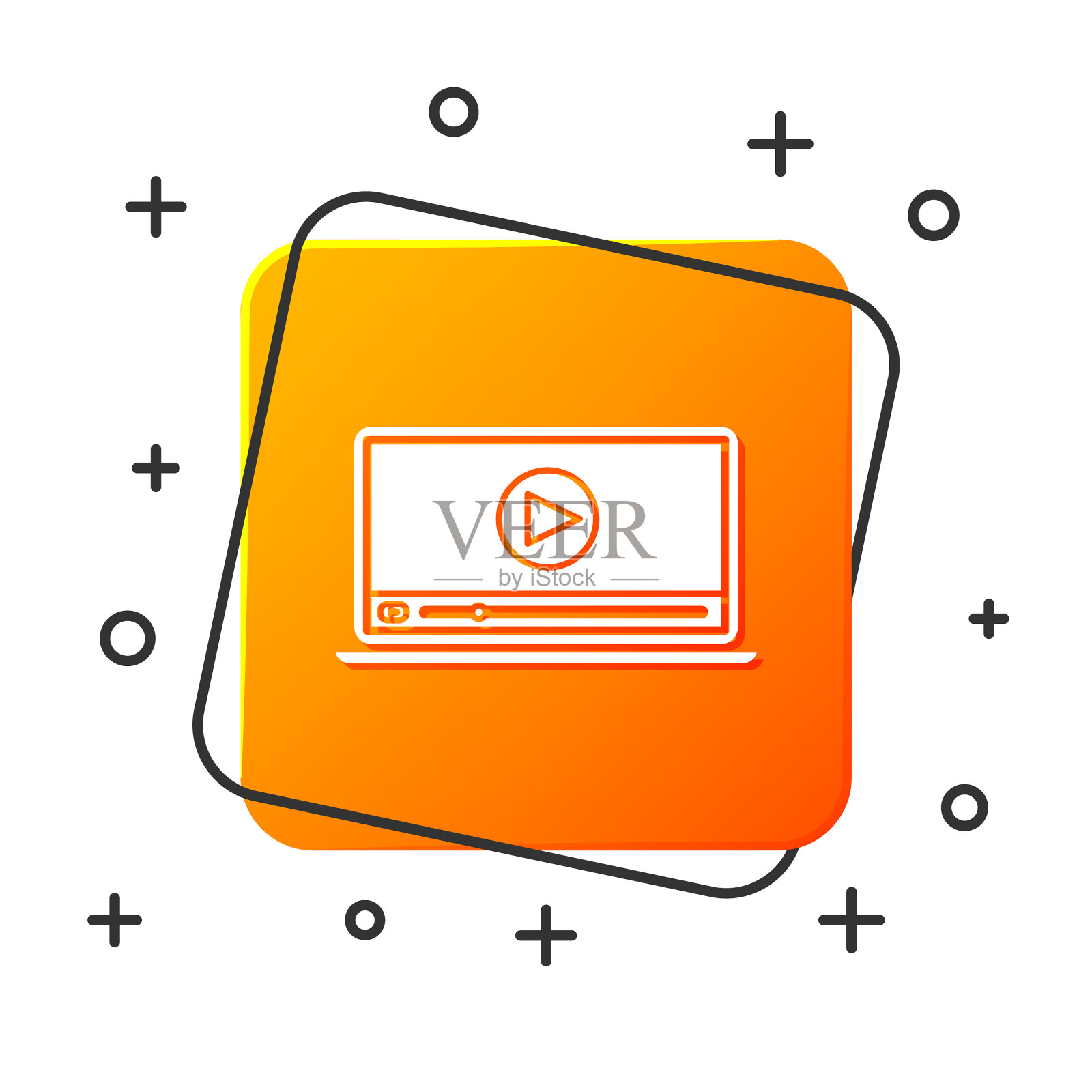 白色在线播放视频图标上隔离白色图标素材