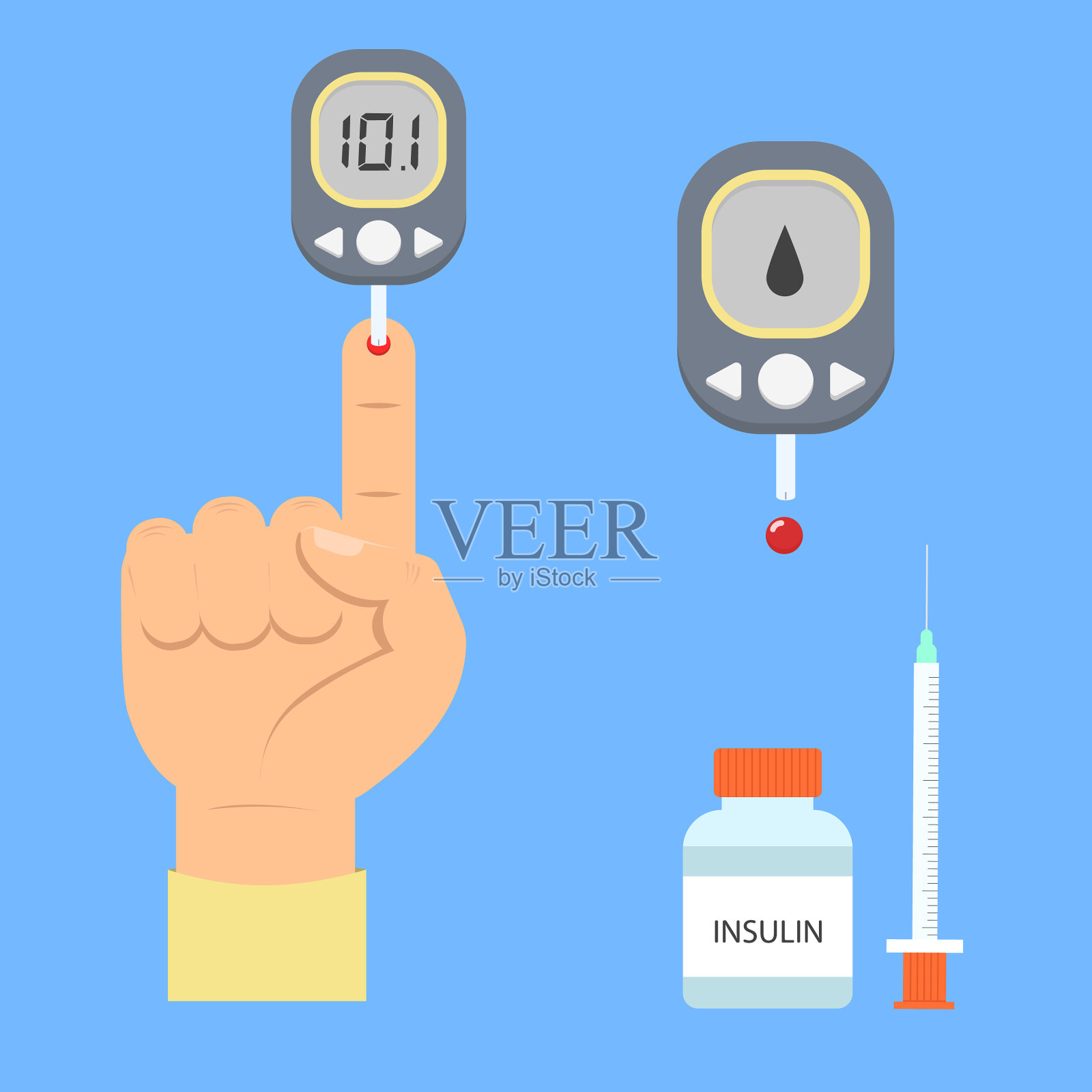 糖尿病平面图标设置血糖仪为糖尿病图标素材