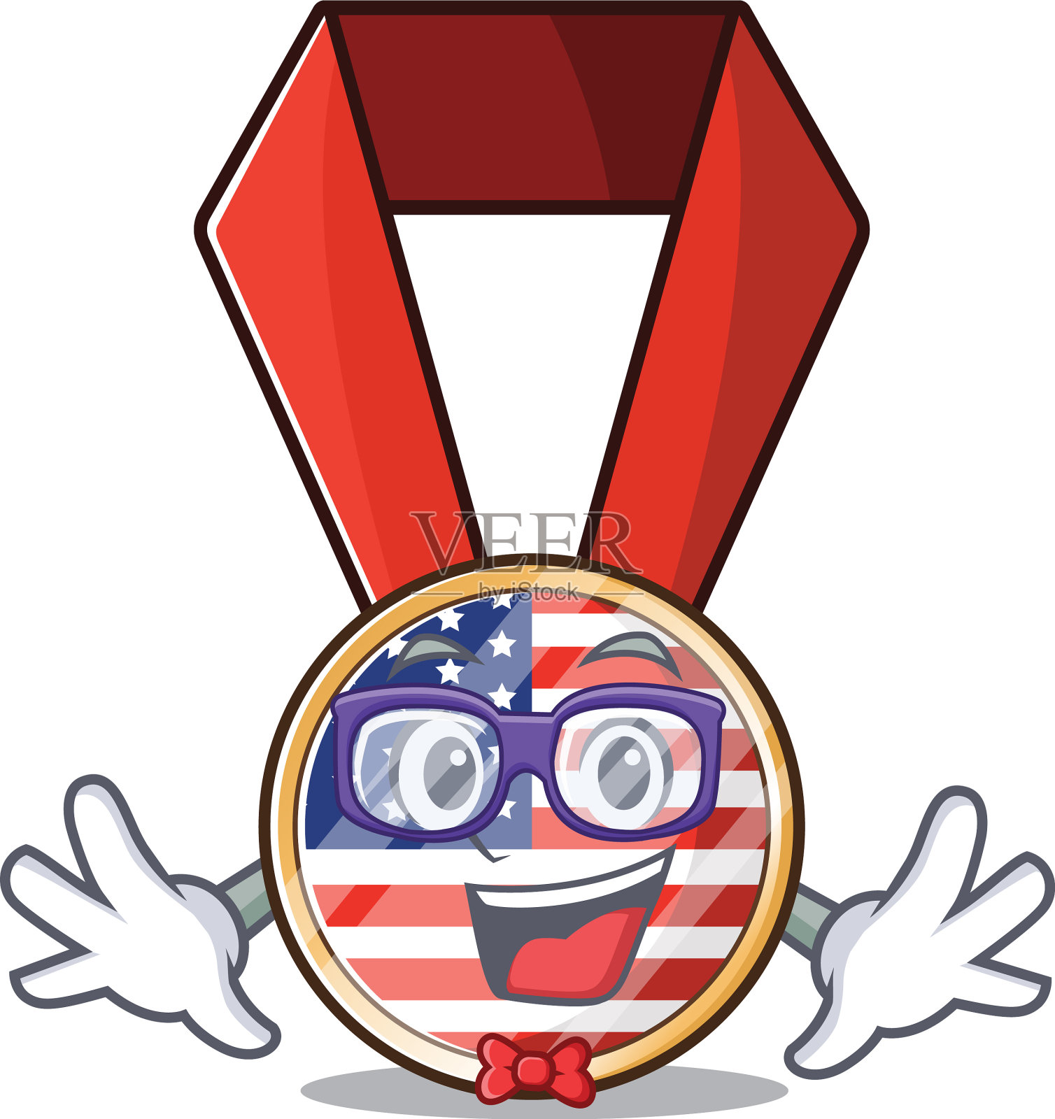 吉祥物美国奖章的角色极客设计元素图片