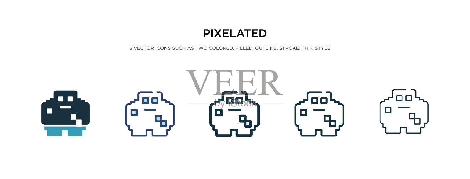 像素化图标在不同的风格两种颜色图标素材