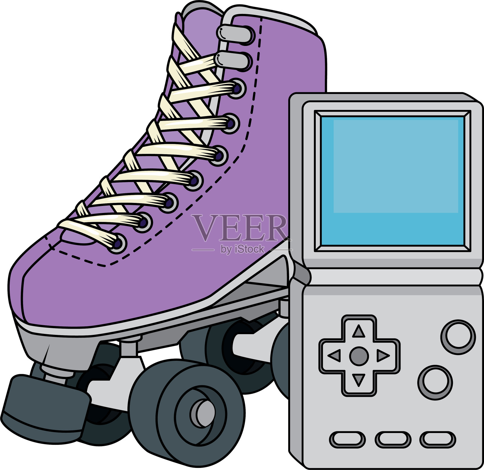 轮滑与视频游戏处理90年代风格设计元素图片